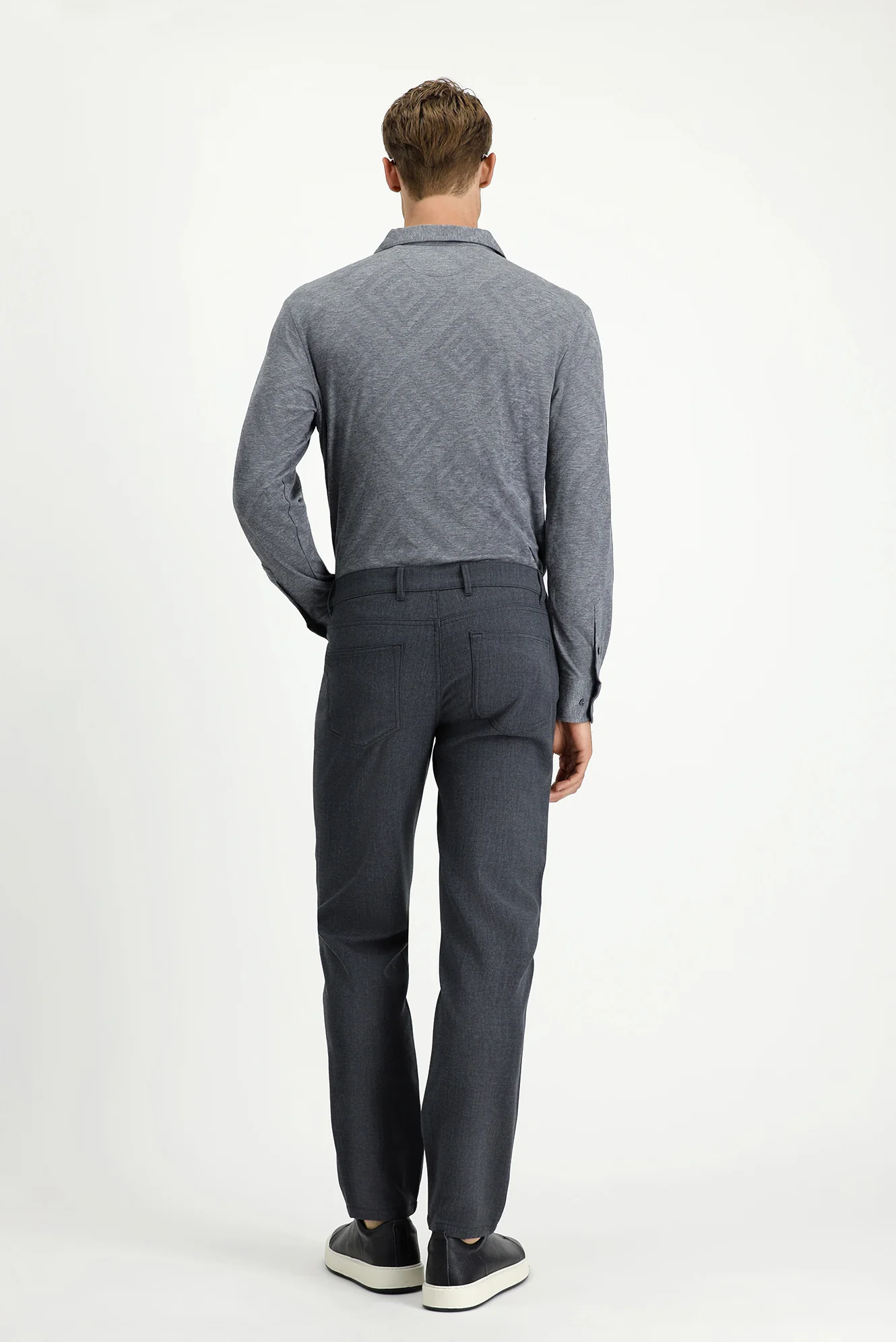 Orta Füme 7 Drop Slim Fit Dar Kesim Yünlü Kumaş Pantolon - Image 4