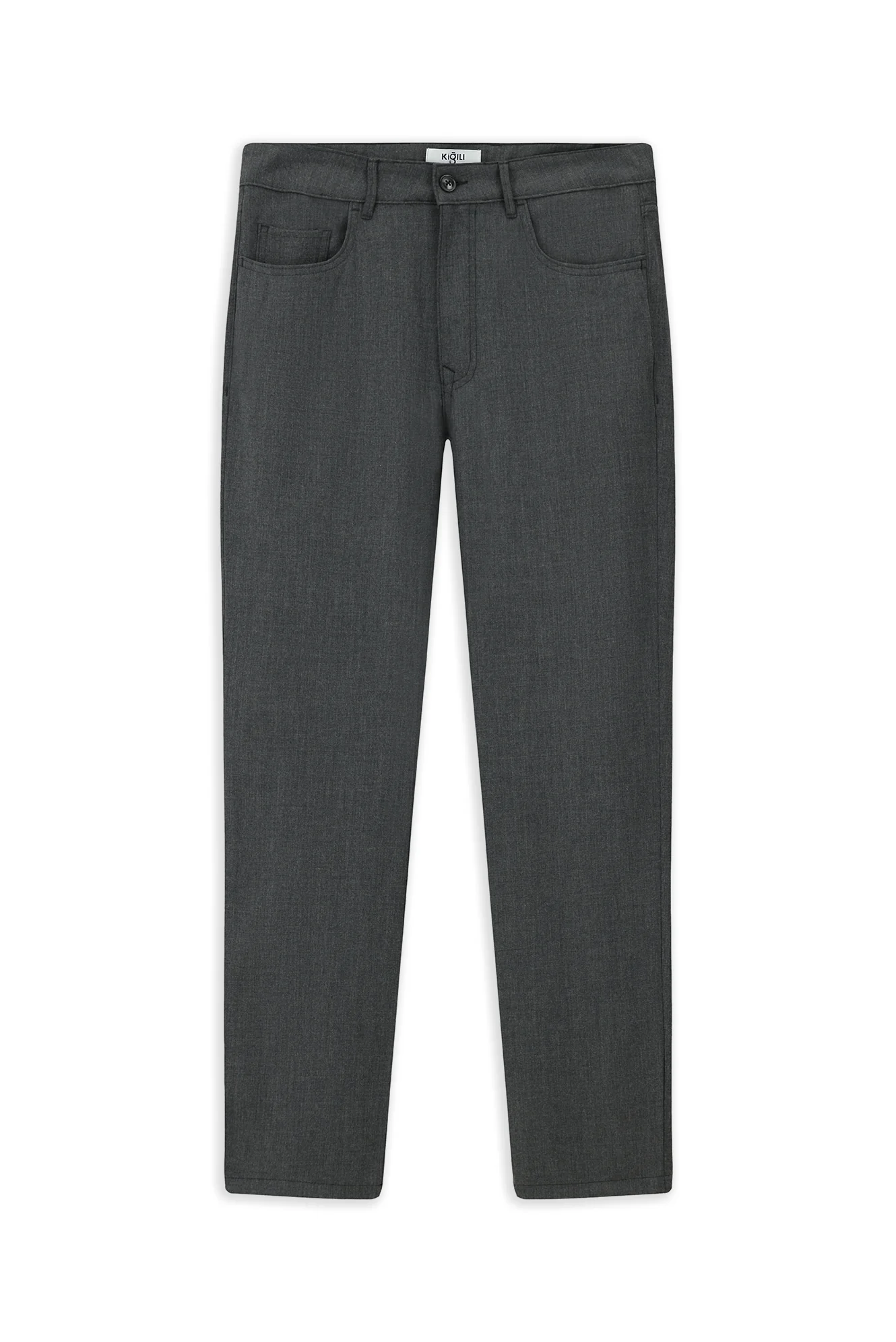 Orta Füme 7 Drop Slim Fit Dar Kesim Yünlü Kumaş Pantolon - Image 7