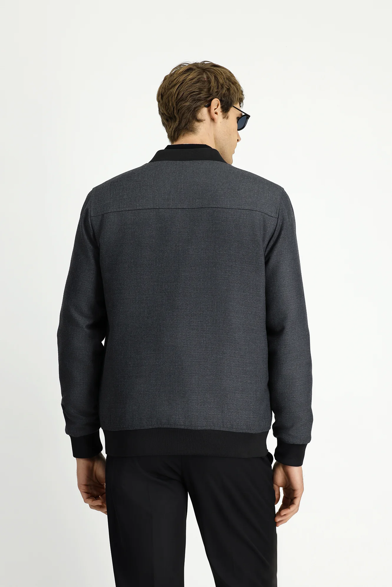 Orta Füme Slim Fit Dar Kesim Likralı Çıtçıtlı Cepli Bomber Ceket Mont - Image 6