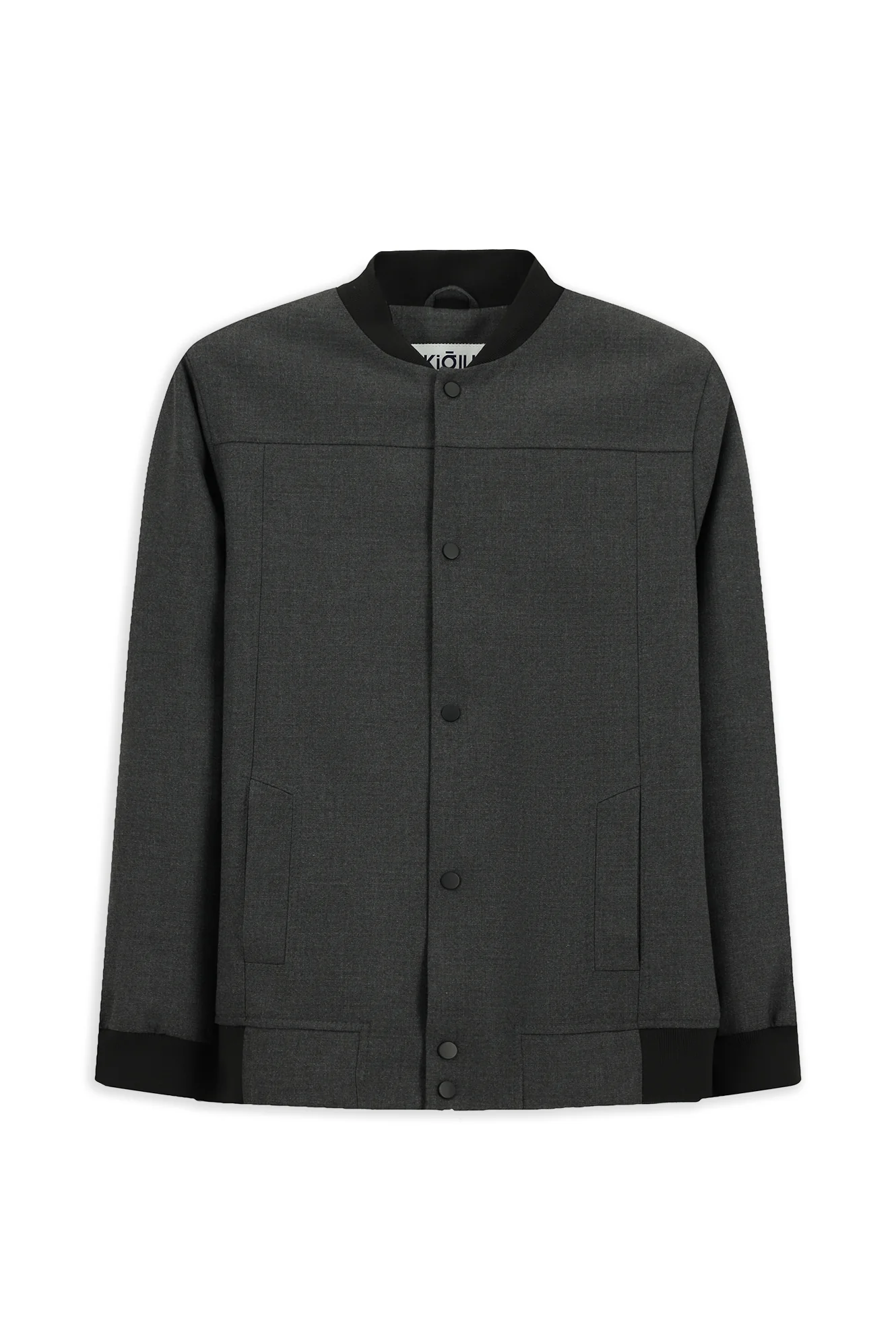 Orta Füme Slim Fit Dar Kesim Likralı Çıtçıtlı Cepli Bomber Ceket Mont - Image 8