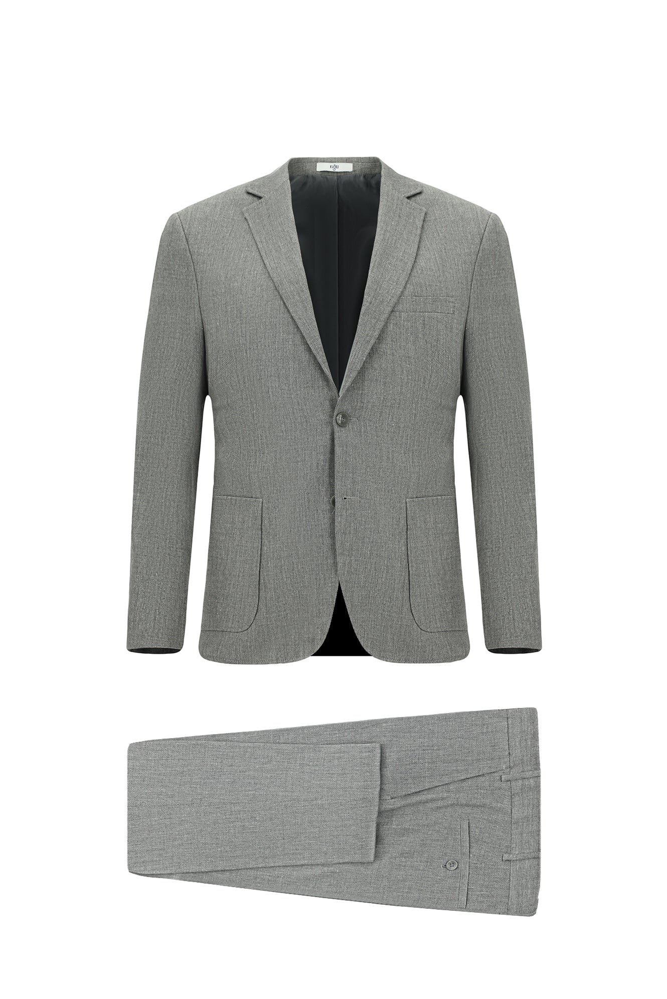 Orta Füme 7 Drop Super Slim Fit Eksra Dar Kesim Keten Karışımlı Spor Takım Elbise