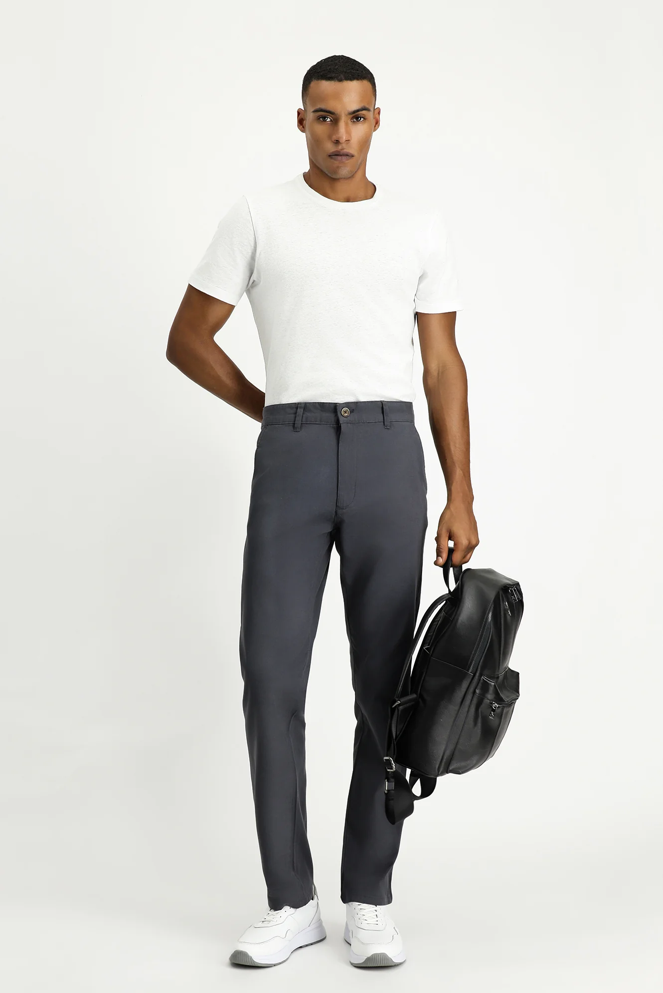 Orta Füme Super Slim Fit Eksra Dar Kesim Likralı Kanvas / Chino Pantolon