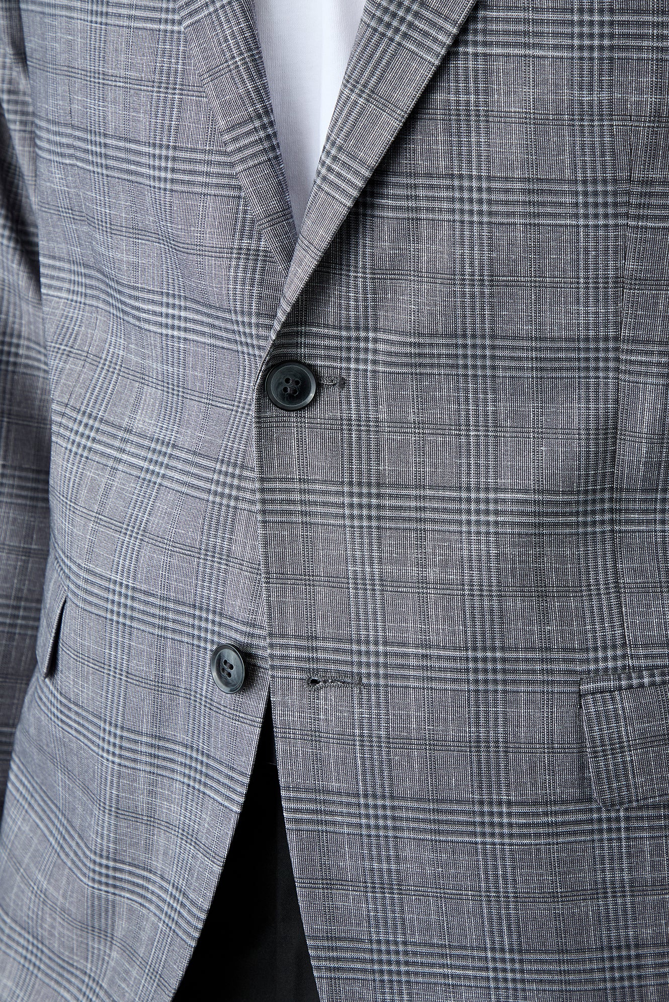 Orta Gri 4 Drop Relaxed Fit Rahat Kesim Mono Yaka Klasik Ekose Ceket - Image 3