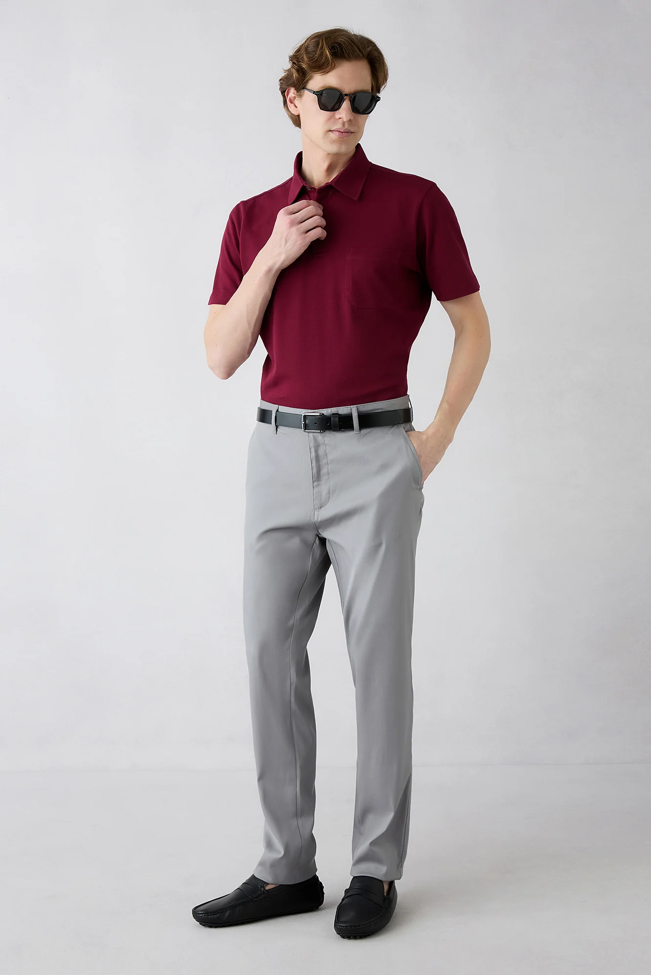 Orta Gri Relaxed Fit Rahat Kesim Lyocell Karışımlı Yandan Cep Kanvas / Chino Pantolon
