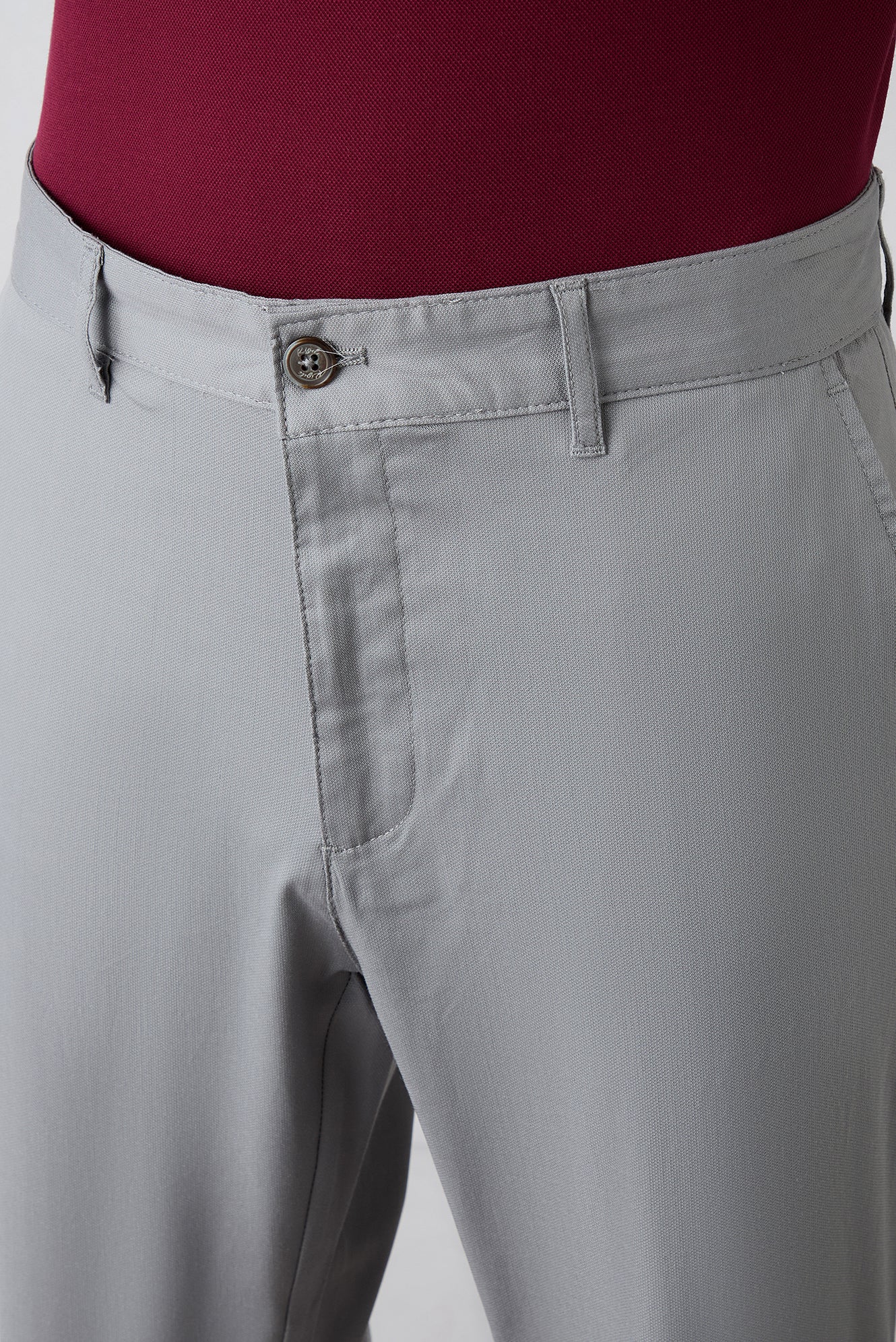 Orta Gri Relaxed Fit Rahat Kesim Lyocell Karışımlı Yandan Cep Kanvas / Chino Pantolon - Image 3