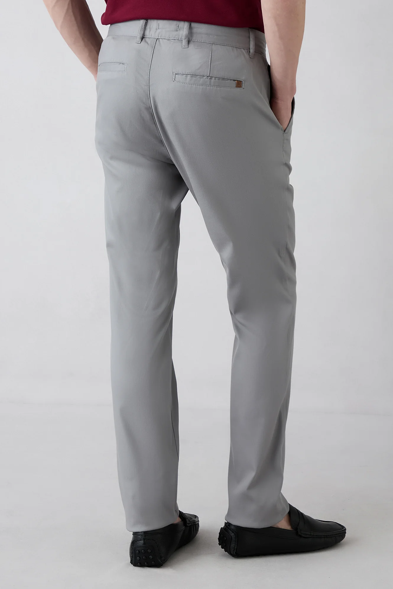 Orta Gri Relaxed Fit Rahat Kesim Lyocell Karışımlı Yandan Cep Kanvas / Chino Pantolon - Image 5
