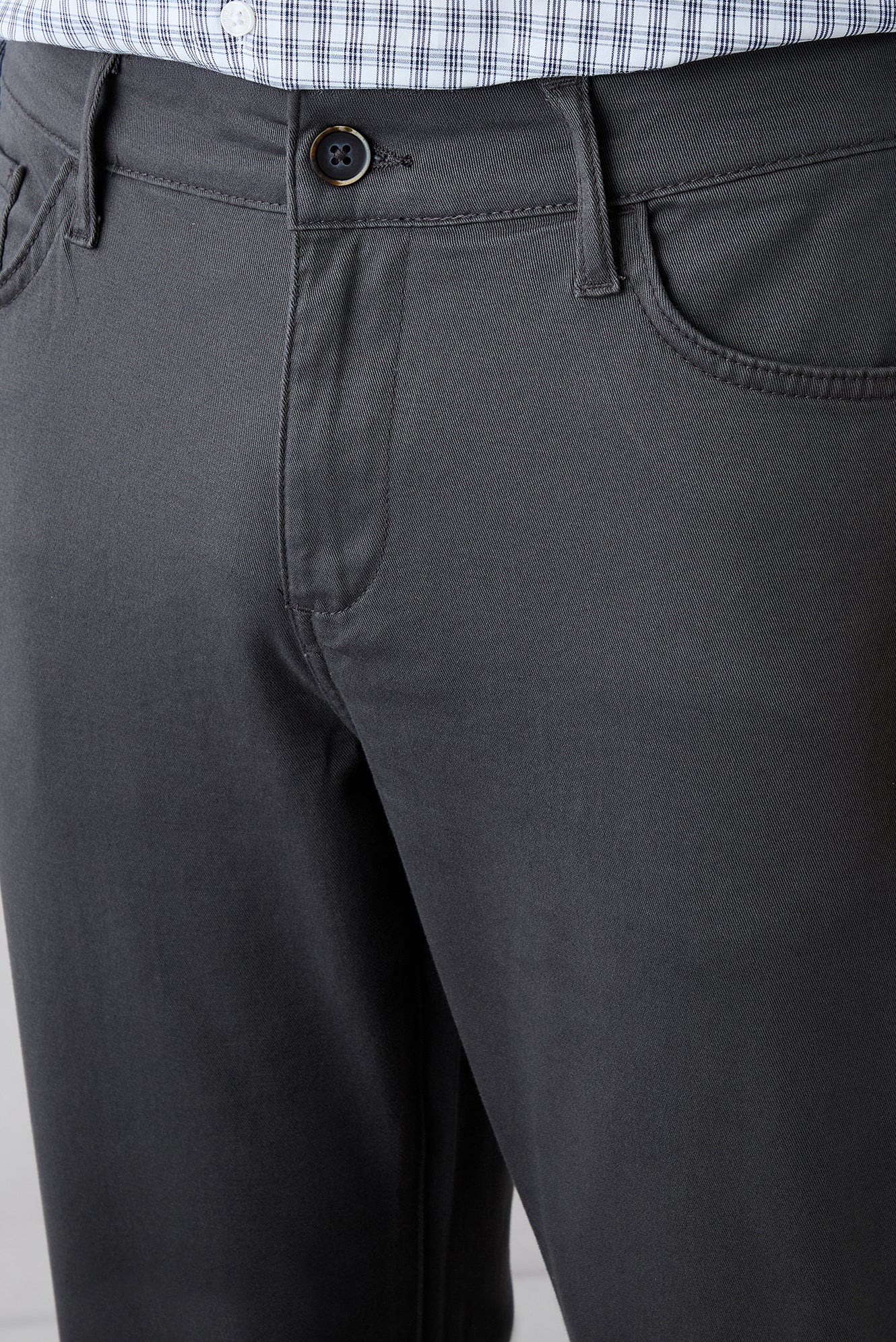 Orta Gri Regular Fit Standart Kesim 5 Cep Pamuklu Düz Likralı Kanvas / Chino Pantolon - Image 4