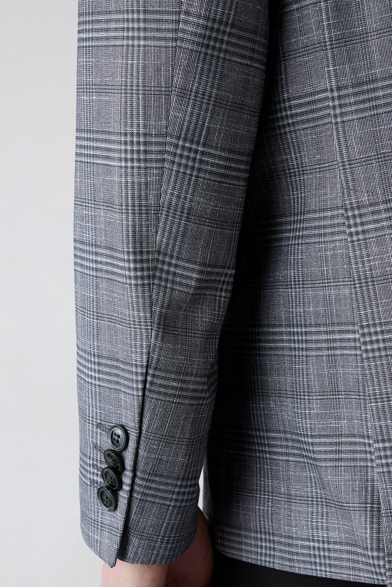 Orta Gri 7 Drop Slim Fit Dar Kesim Mono Yaka Klasik Ekose Ceket - Image 5
