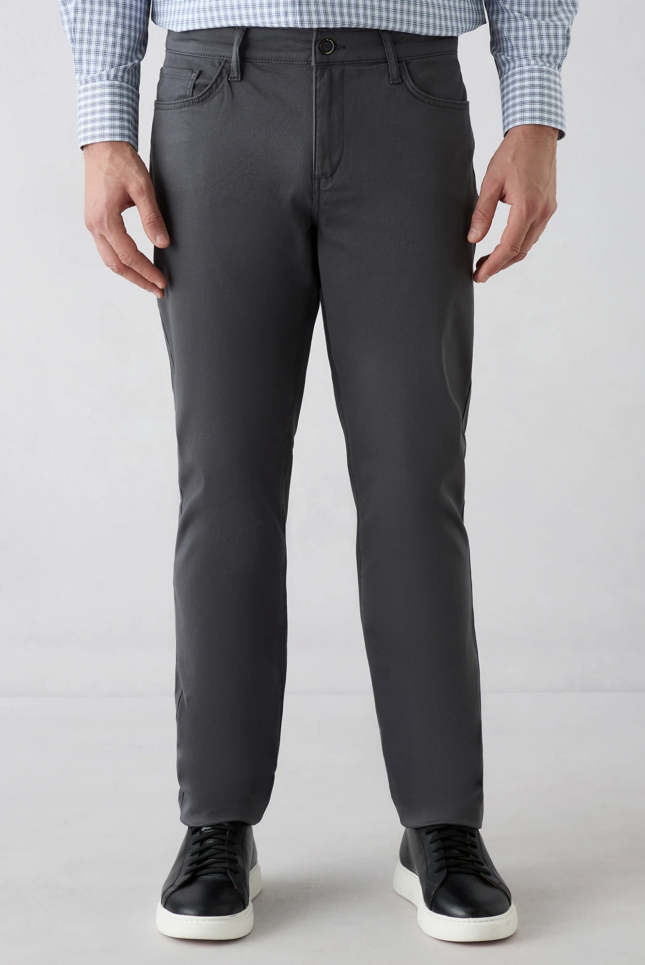Orta Gri Slim Fit Dar Kesim 5 Cep Pamuklu Düz Likralı Kanvas / Chino Pantolon - Image 2