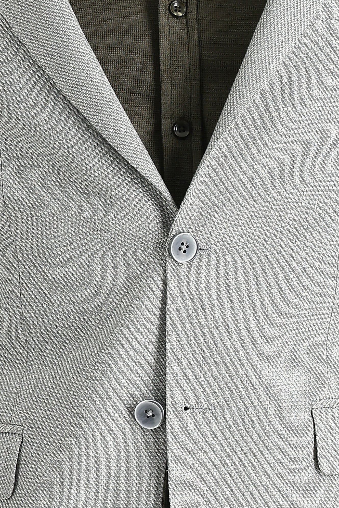 Orta Gri 4 Drop Relaxed Fit Rahat Kesim Desenli Klasik Ceket - Image 2
