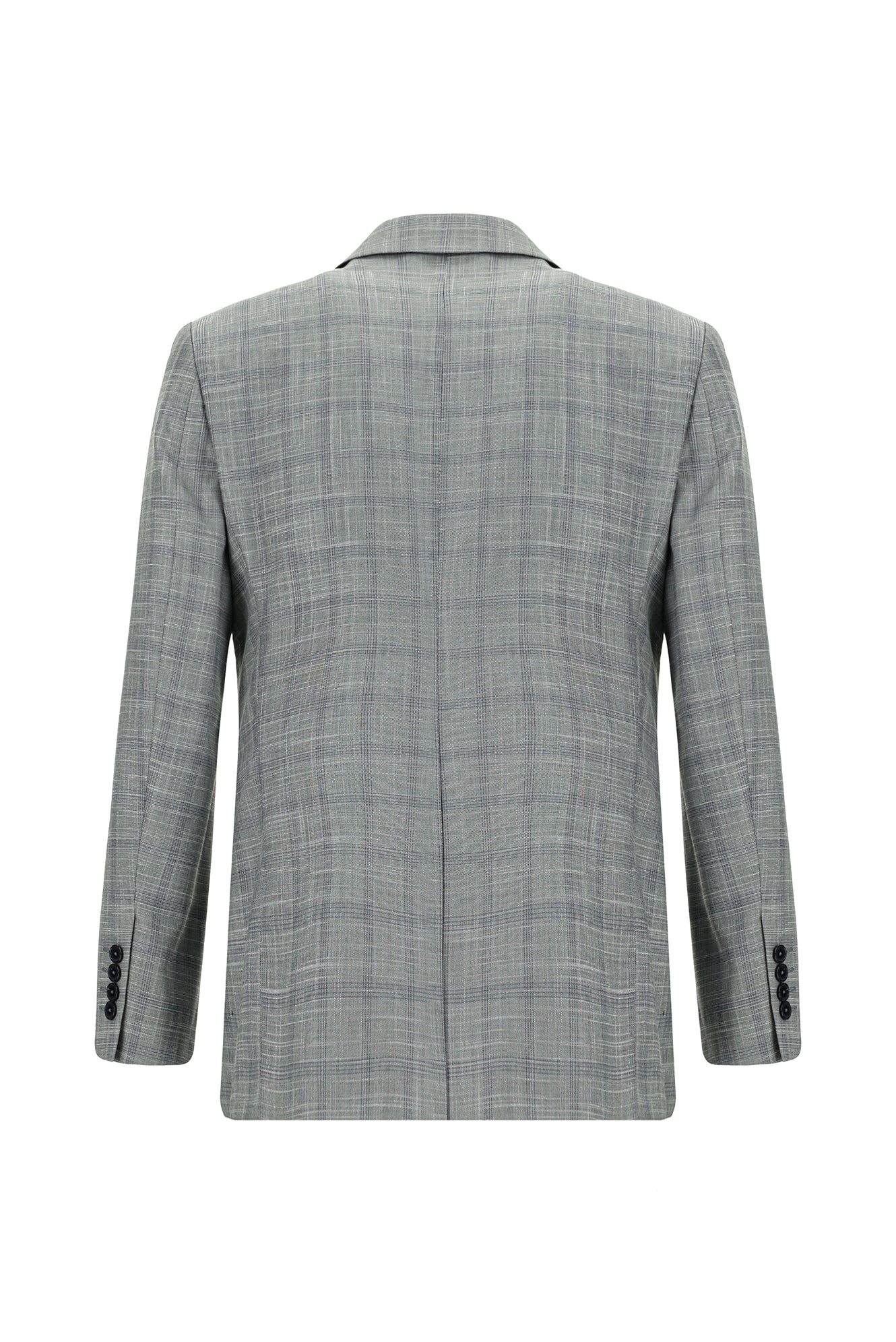 Orta Gri 7 Drop Slim Fit Dar Kesim Ekose Takım Elbise - Image 3