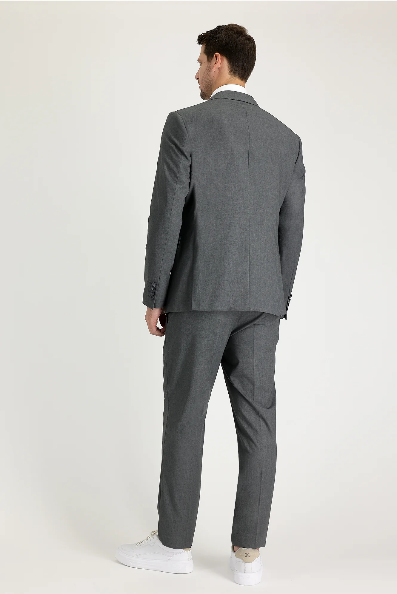 Orta Gri 6 Drop Regular Fit Standart Kesim Desenli Takım Elbise - Image 3