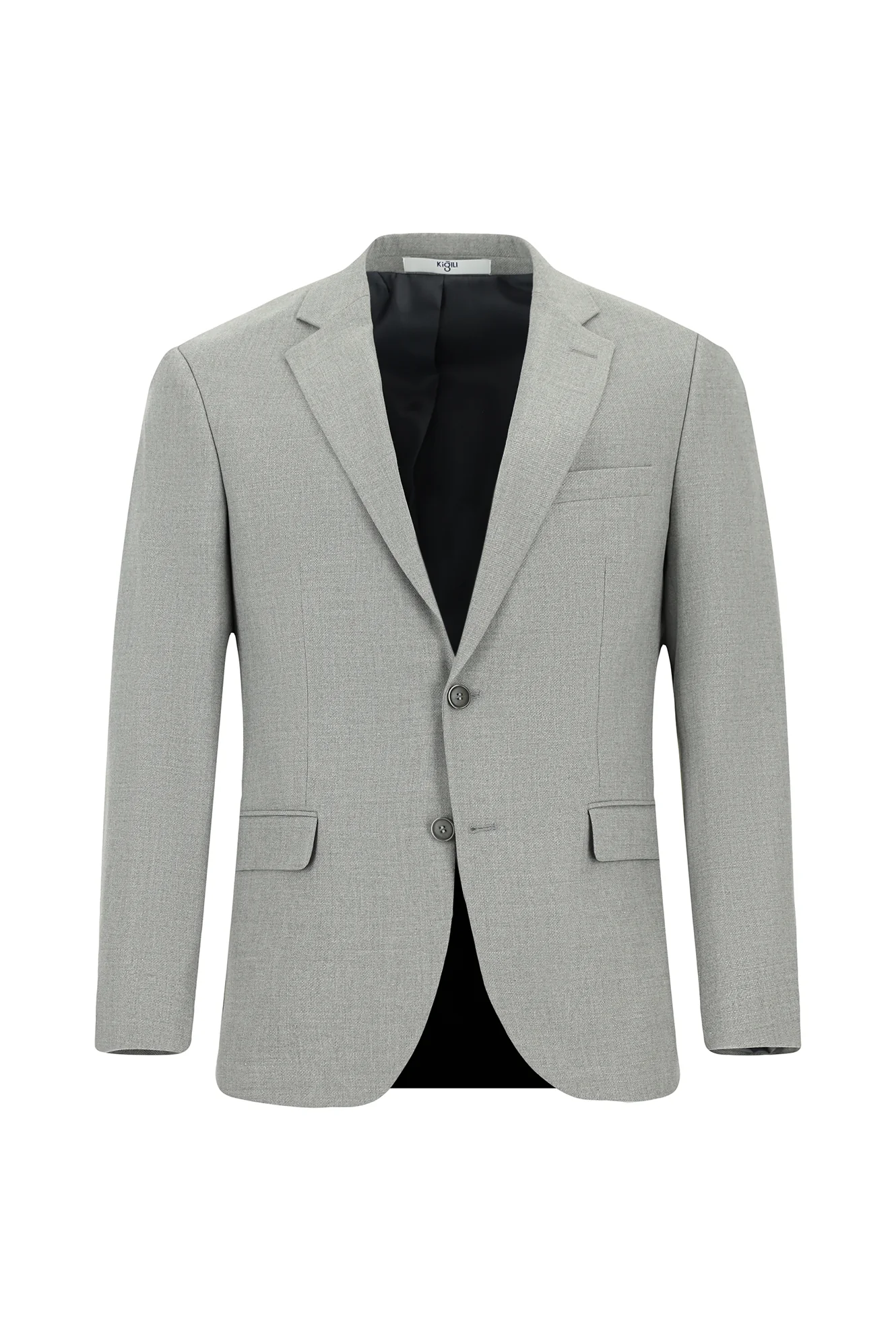 Orta Gri 7 Drop Slim Fit Dar Kesim Desenli Takım Elbise - Image 2