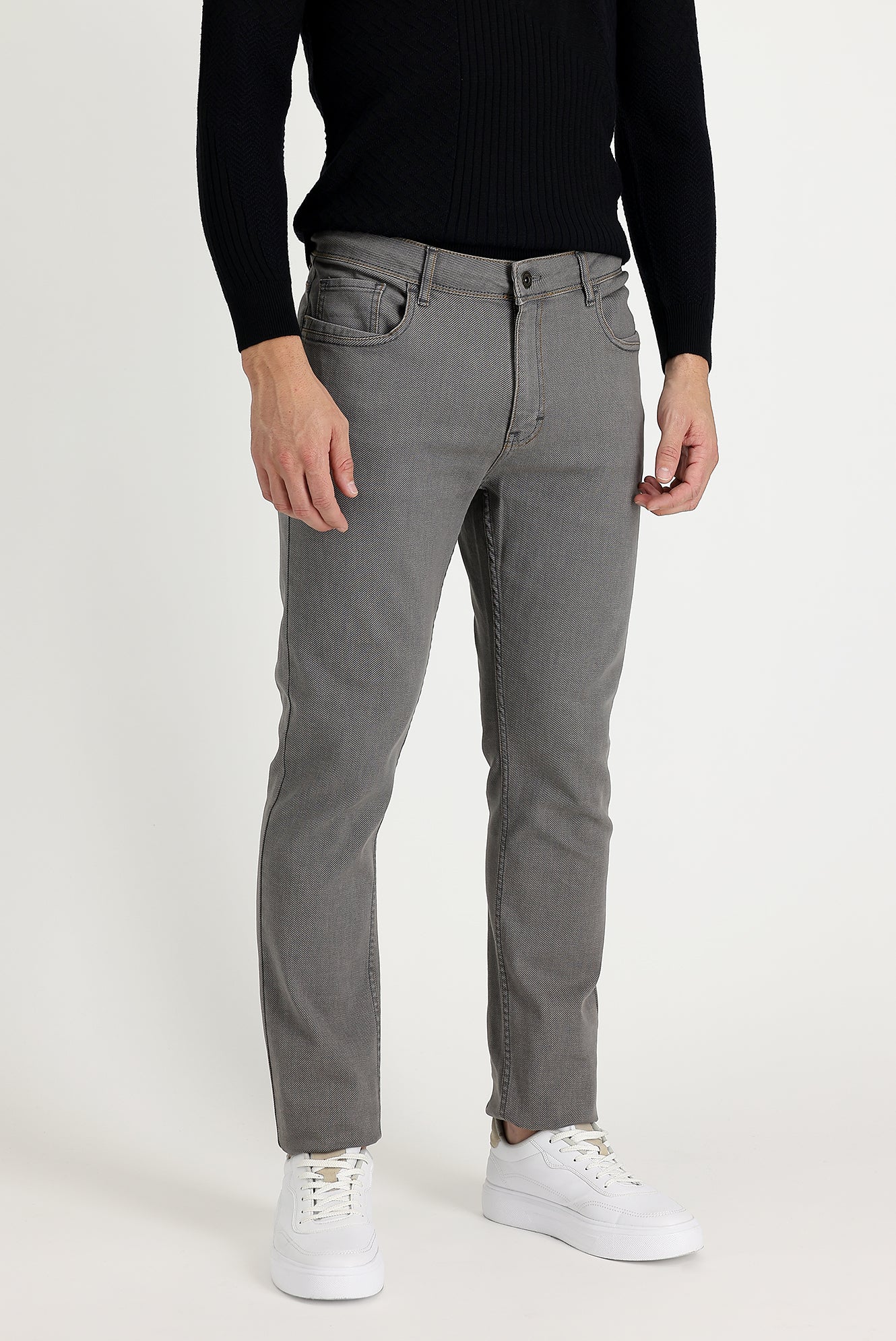 Orta Gri Super Slim Fit Eksra Dar Kesim Likralı Denim Pantolon - Image 2