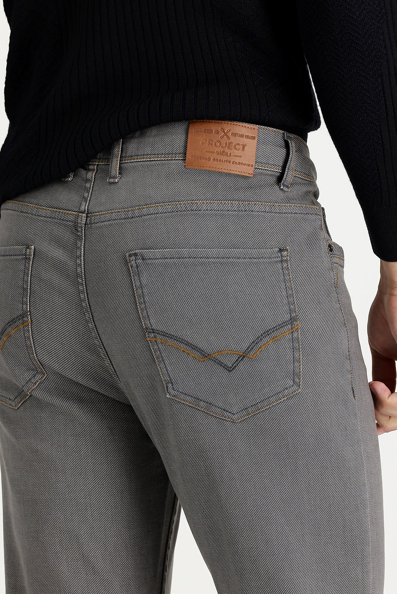 Orta Gri Super Slim Fit Eksra Dar Kesim Likralı Denim Pantolon - Image 4