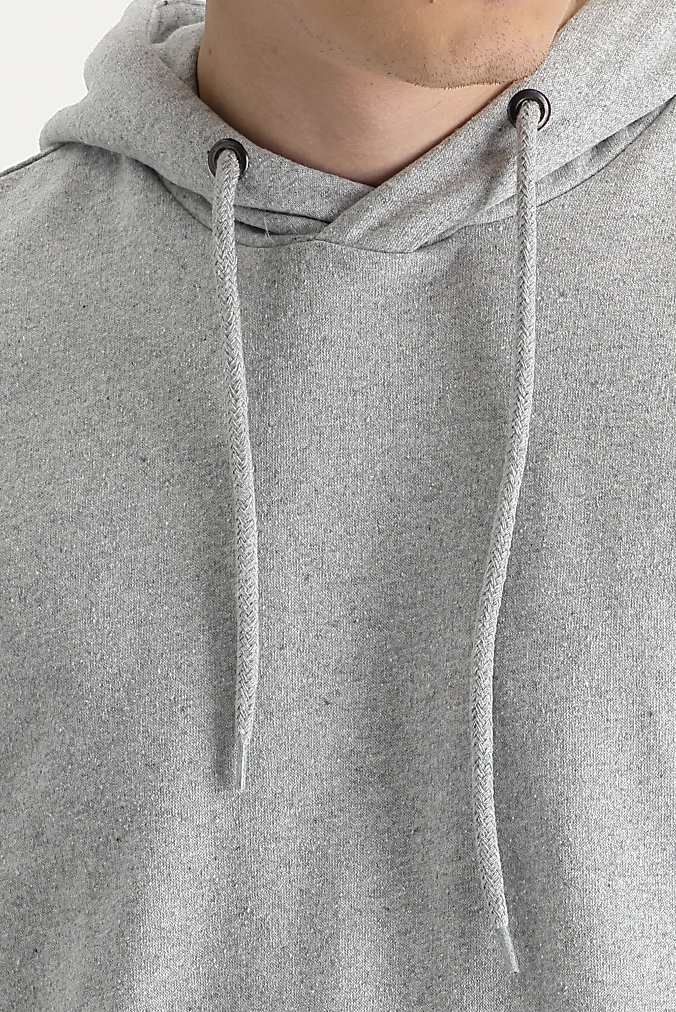 Orta Gri Melanj Regular Fit Kapüşonlu Pamuklu Sweatshirt - Image 4