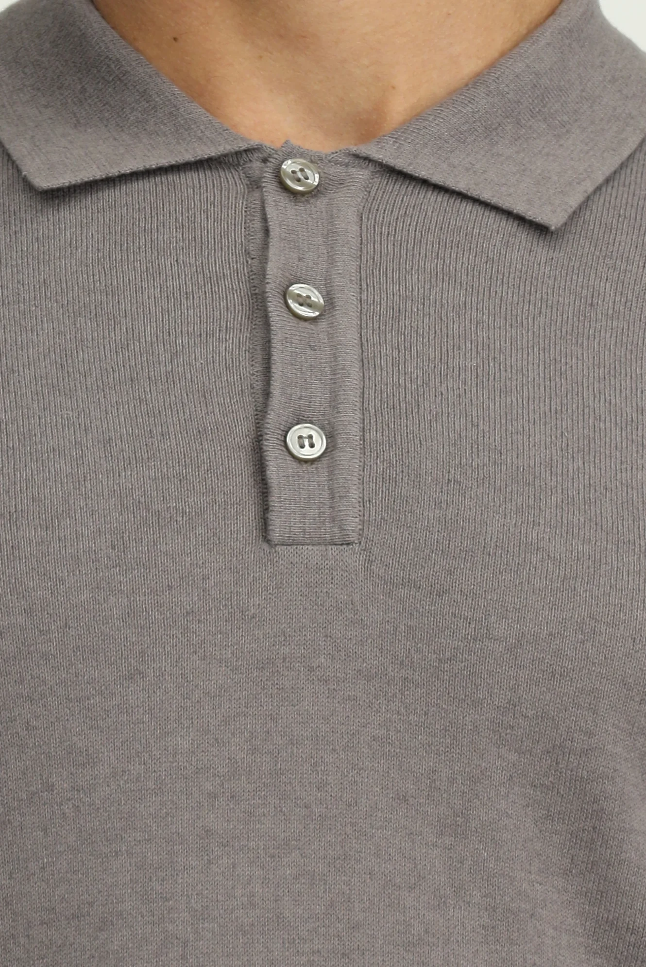 Orta Gri Melanj Polo Yaka Regular Fit Pamuklu Kaşmirli Triko Kazak - Image 7