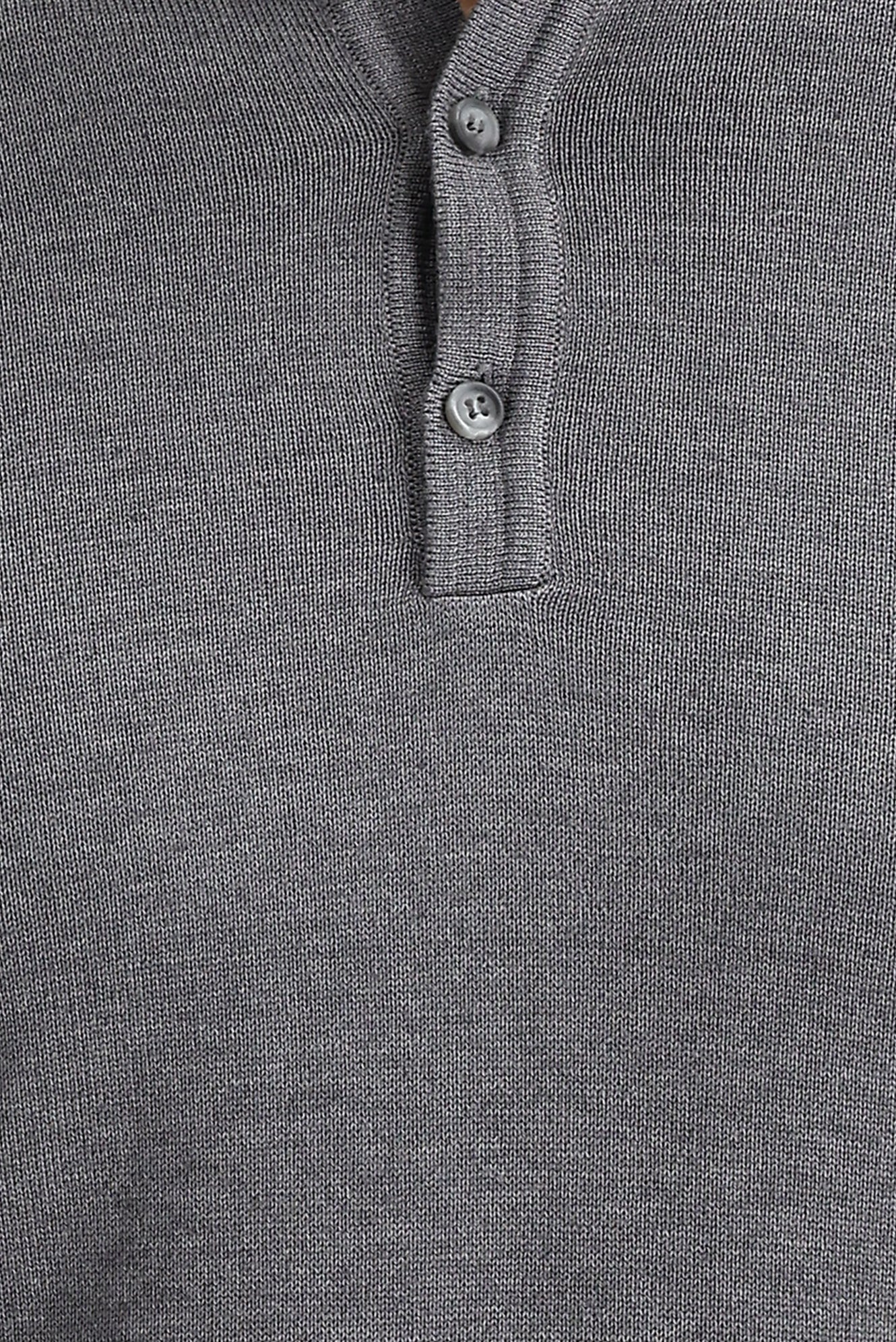 Orta Gri Melanj Polo Yaka Regular Fit Triko Kazak - Image 4