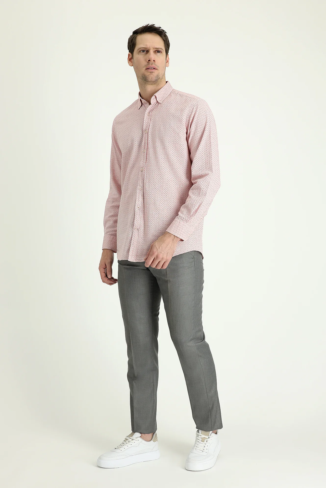 Orta Gri Melanj 6 Drop Regular Fit Standart Kesim Klasik Kumaş Pantolon
