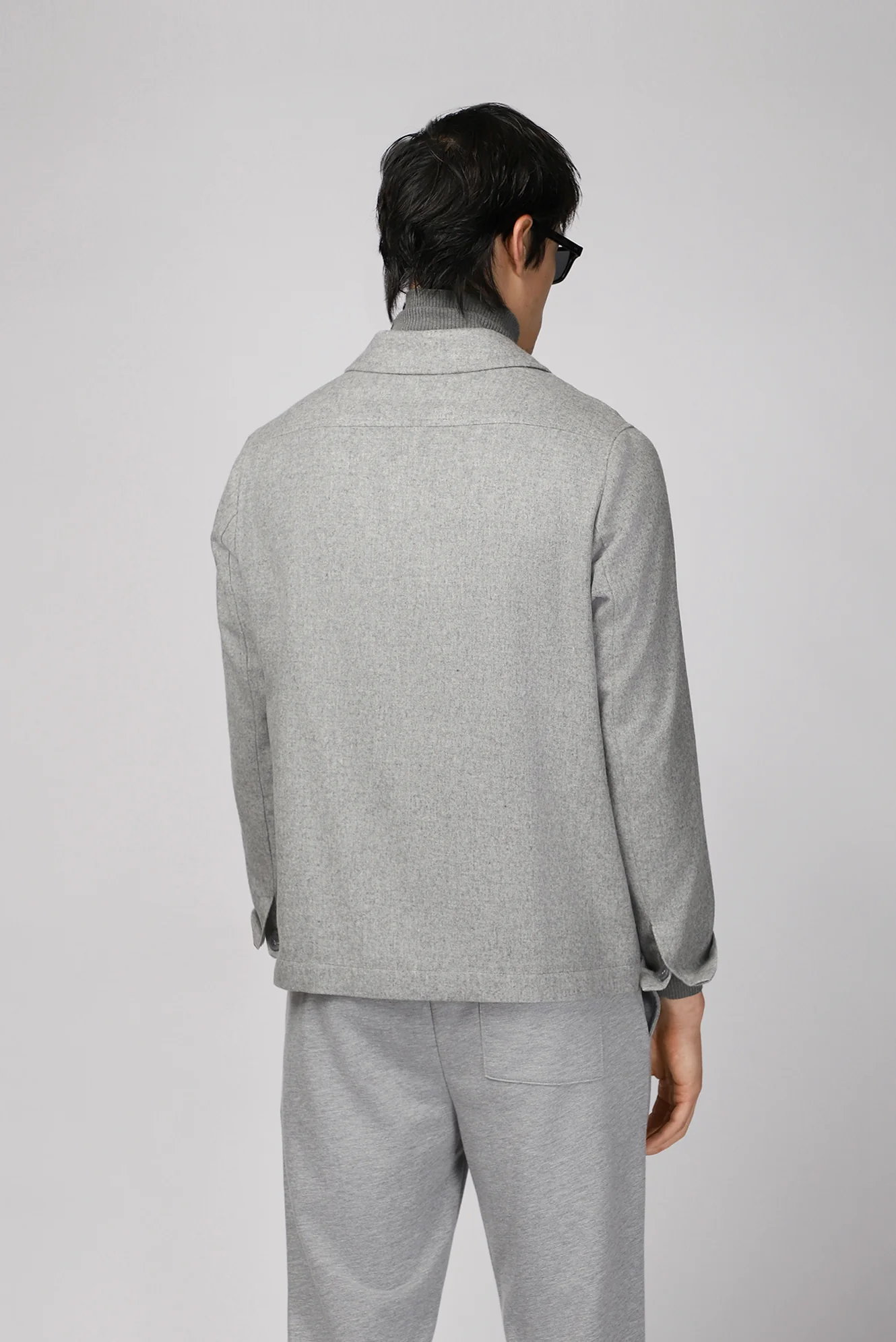 Orta Gri Melanj 6 Drop Regular Fit Standart Kesim Yünlü Spor Ceket - Image 5