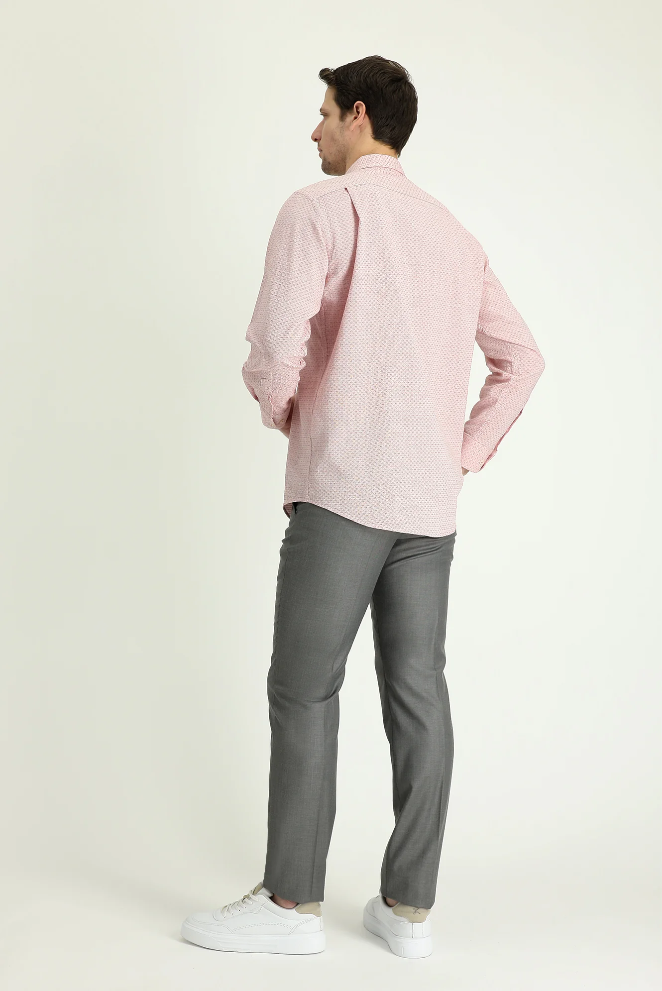 Orta Gri Melanj 7 Drop Slim Fit Dar Kesim Klasik Kumaş Pantolon - Image 2