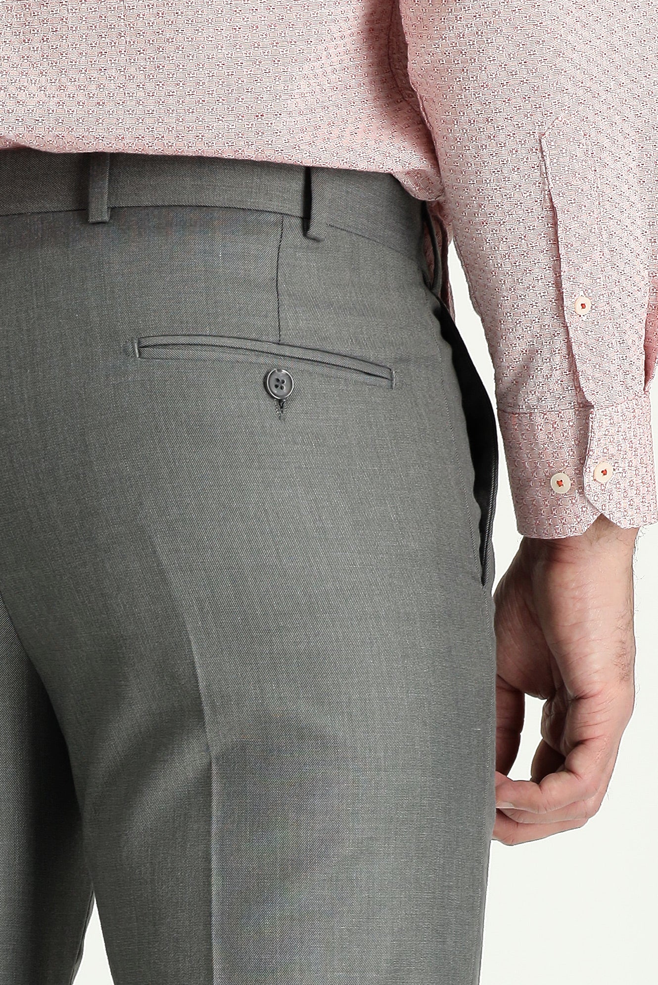 Orta Gri Melanj 7 Drop Slim Fit Dar Kesim Klasik Kumaş Pantolon - Image 3