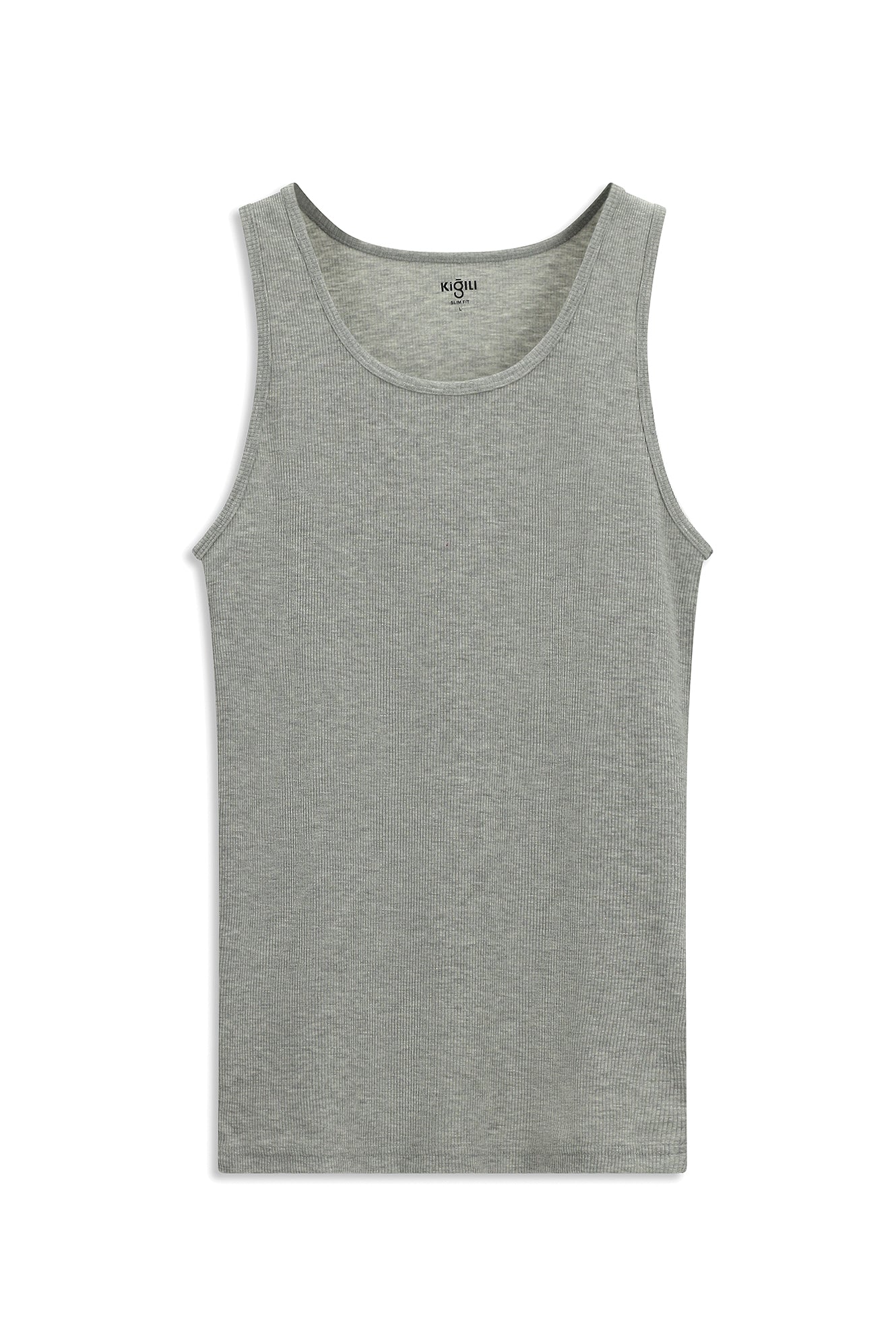 Orta Gri Melanj Slim Fit Dar Kesim Pamuklu Fitilli Atlet - Image 5