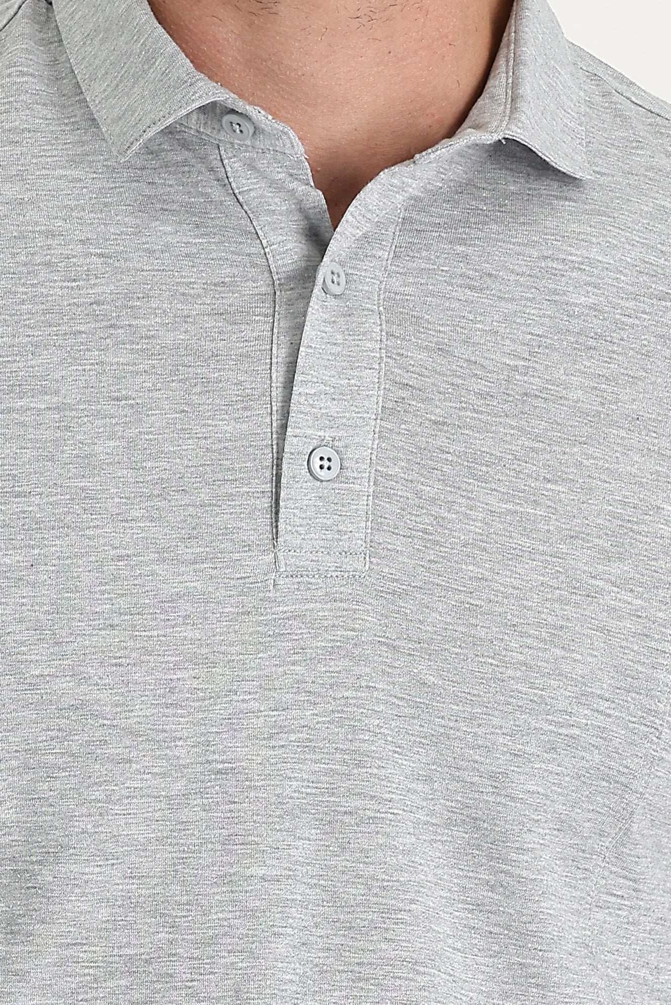 Orta Gri Melanj Slim Fit Dar Kesim Pamuklu Süprem Polo Yaka Tişört - Image 4