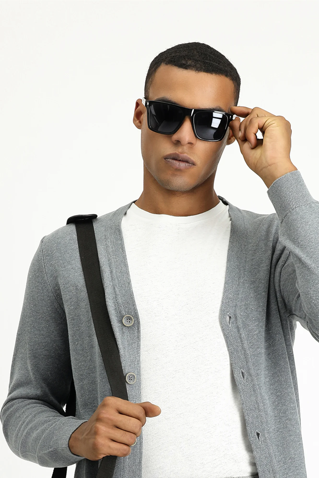 Orta Gri Melanj Slim Fit Dar Kesim Pamuklu Triko Hırka - Image 2