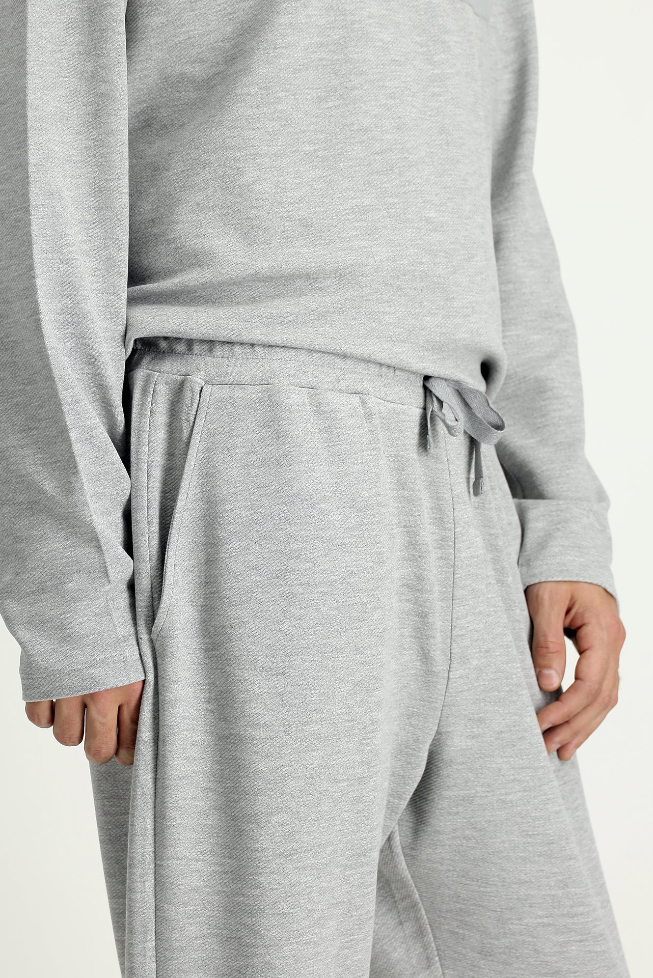 Orta Gri Melanj Uzun Kol Bisiklet Yaka 3'lü Şortlu Pijama Seti - Image 3