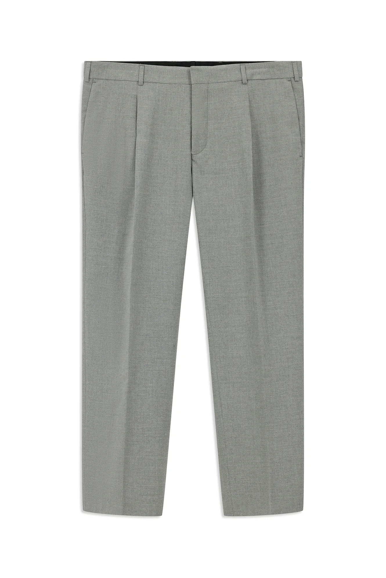Orta Gri 4 Drop Relaxed Fit Rahat Kesim Pileli Klasik Kumaş Pantolon