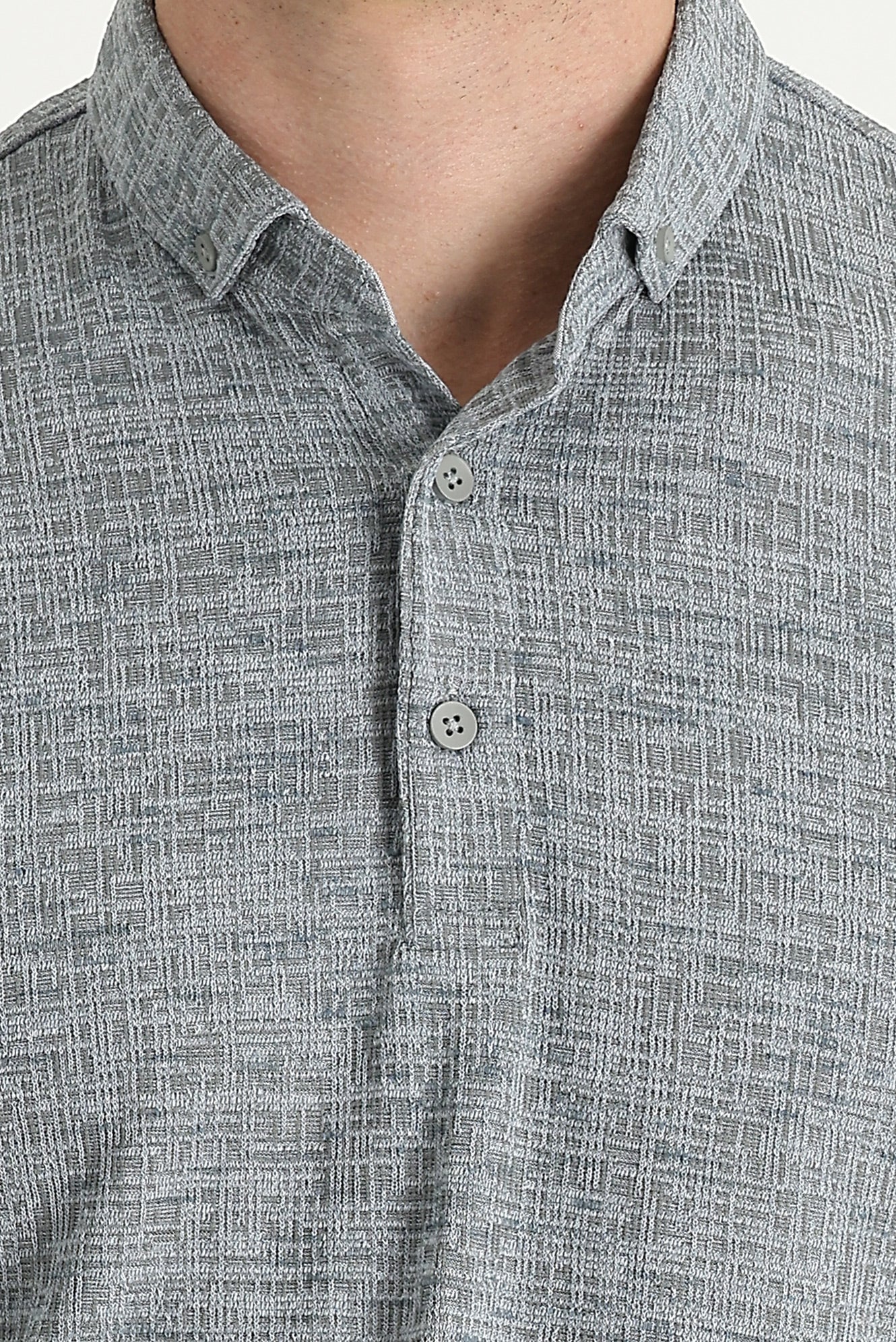 Orta Gri Polo Yaka Regular Fit Desenli Tişört - Image 3