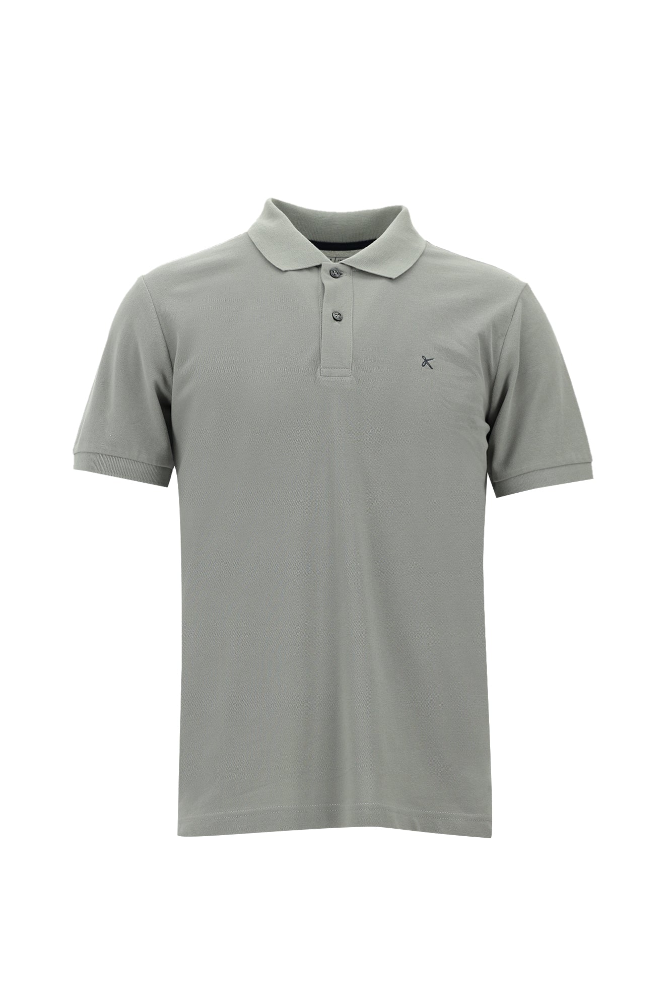 Orta Gri Polo Yaka Slim Fit Dar Kesim Nakışlı Pamuk Tişört