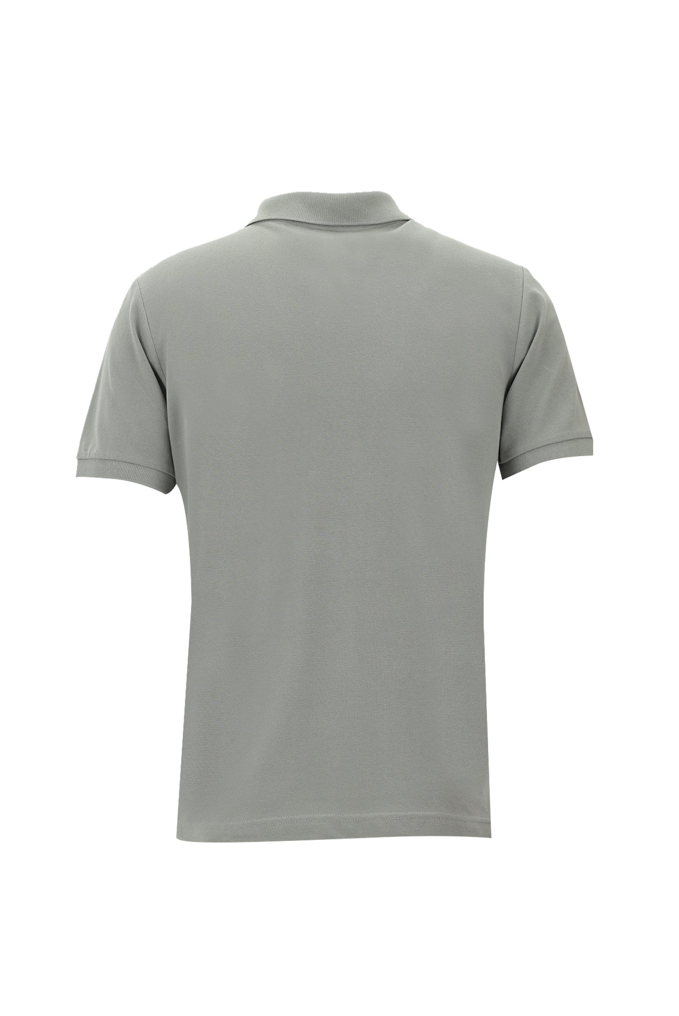 Orta Gri Polo Yaka Slim Fit Dar Kesim Nakışlı Pamuk Tişört - Image 2