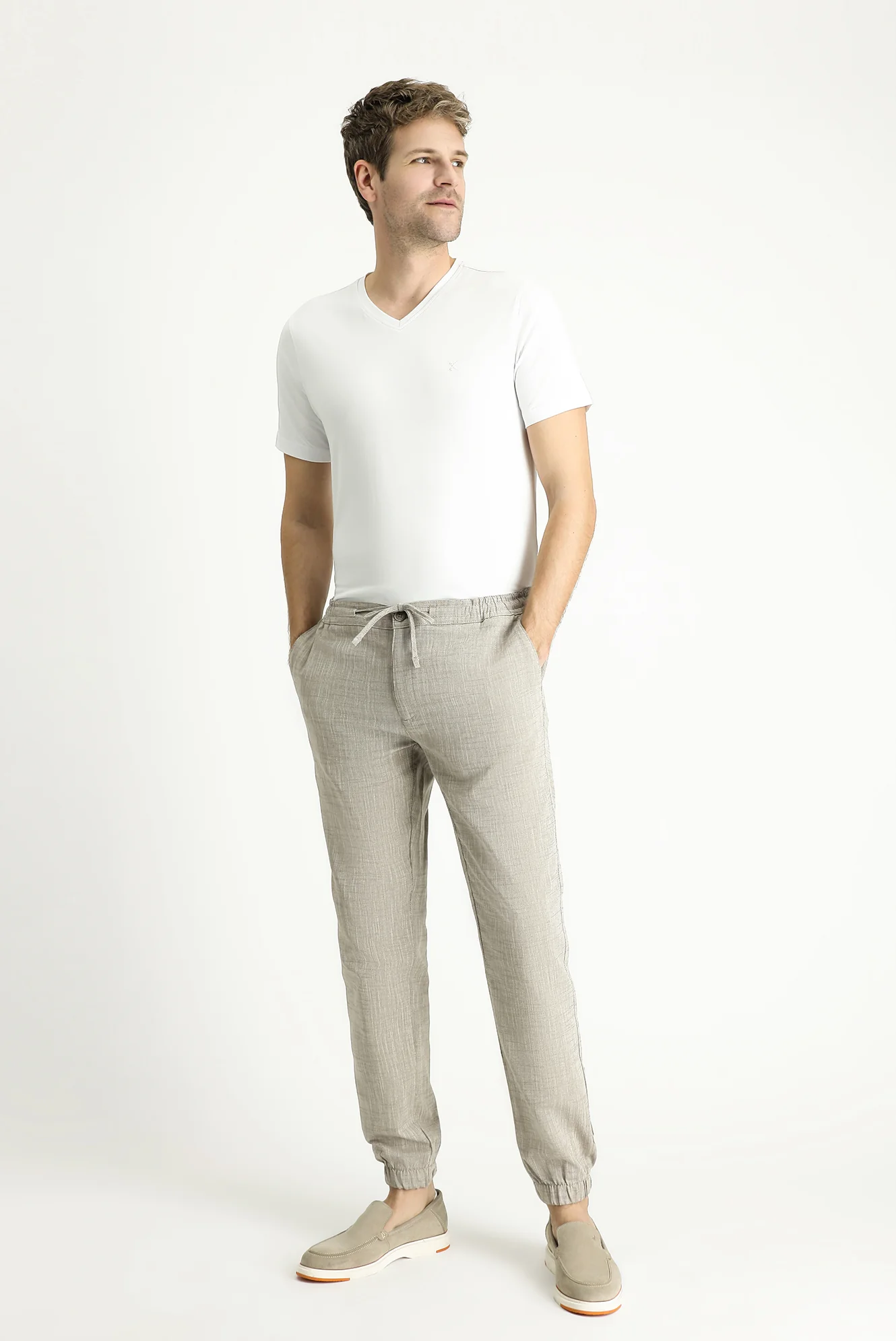 Orta Gri Regular Fit Standart Kesim Beli Lastikli İpli Pamuk Jogger Pantolon