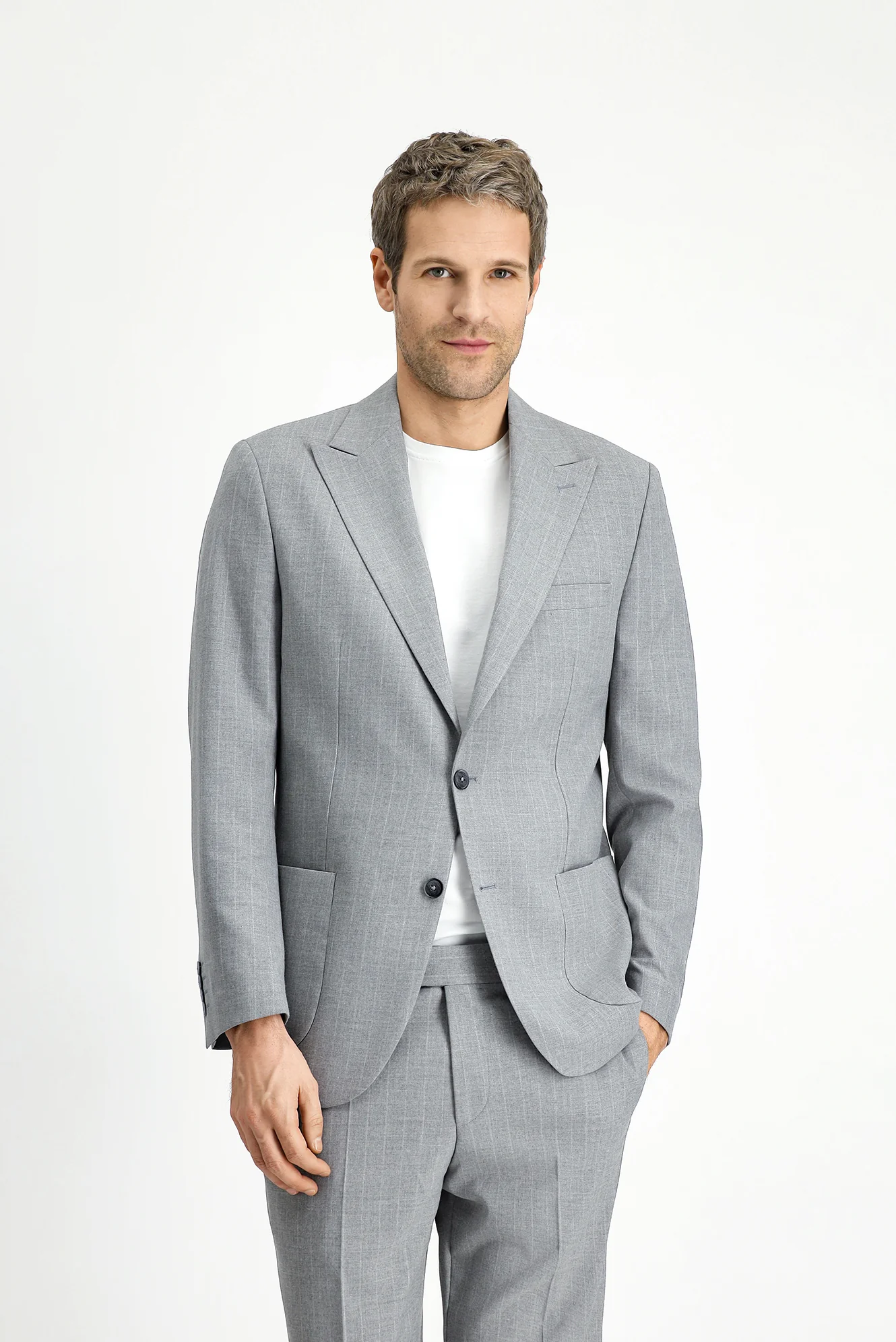 Orta Gri 6 Drop Regular Fit Standart Kesim Çizgili Takım Elbise - Image 3