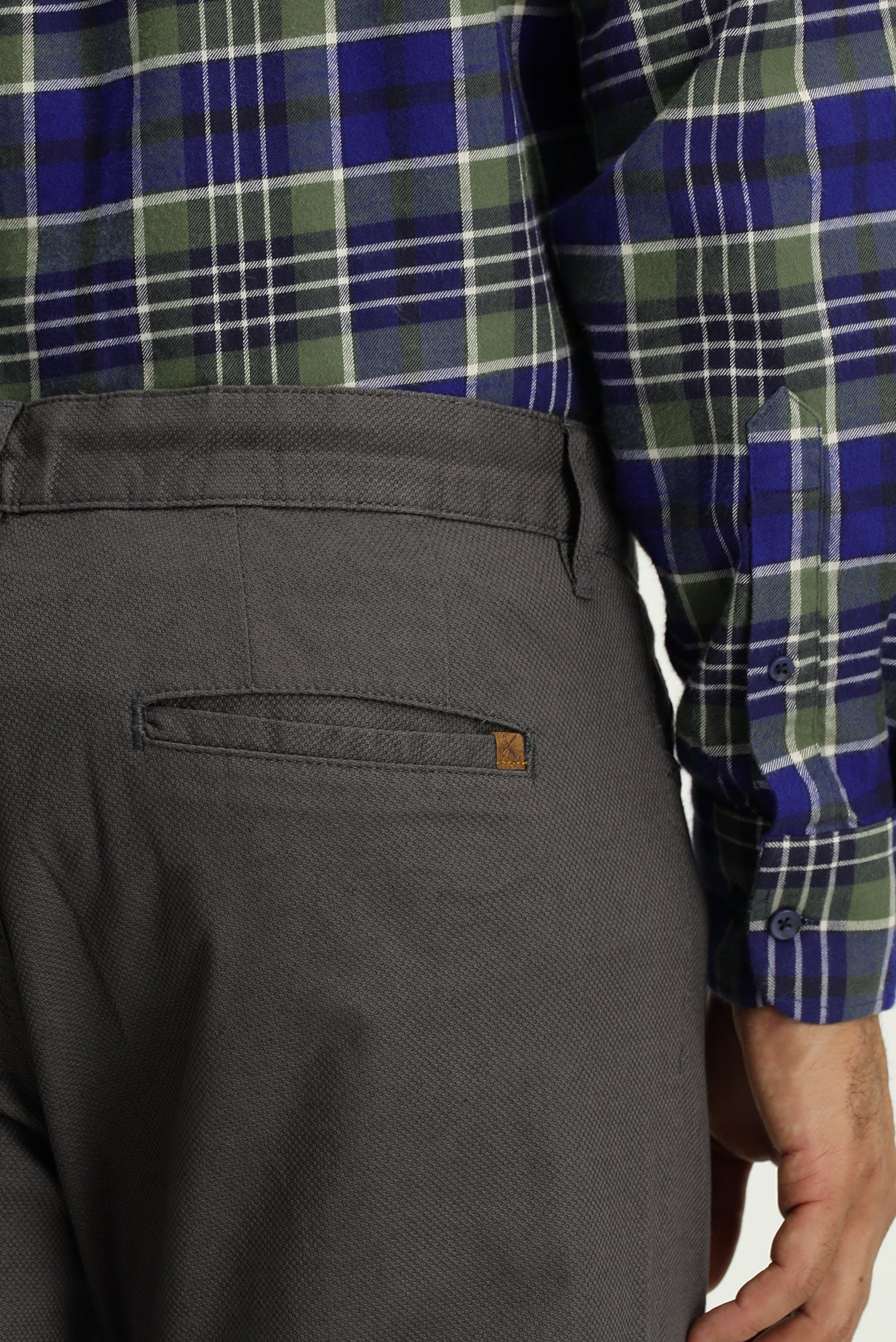 Orta Gri Regular Fit Standart Kesim Desenli Likralı Kanvas / Chino Pantolon - Image 8