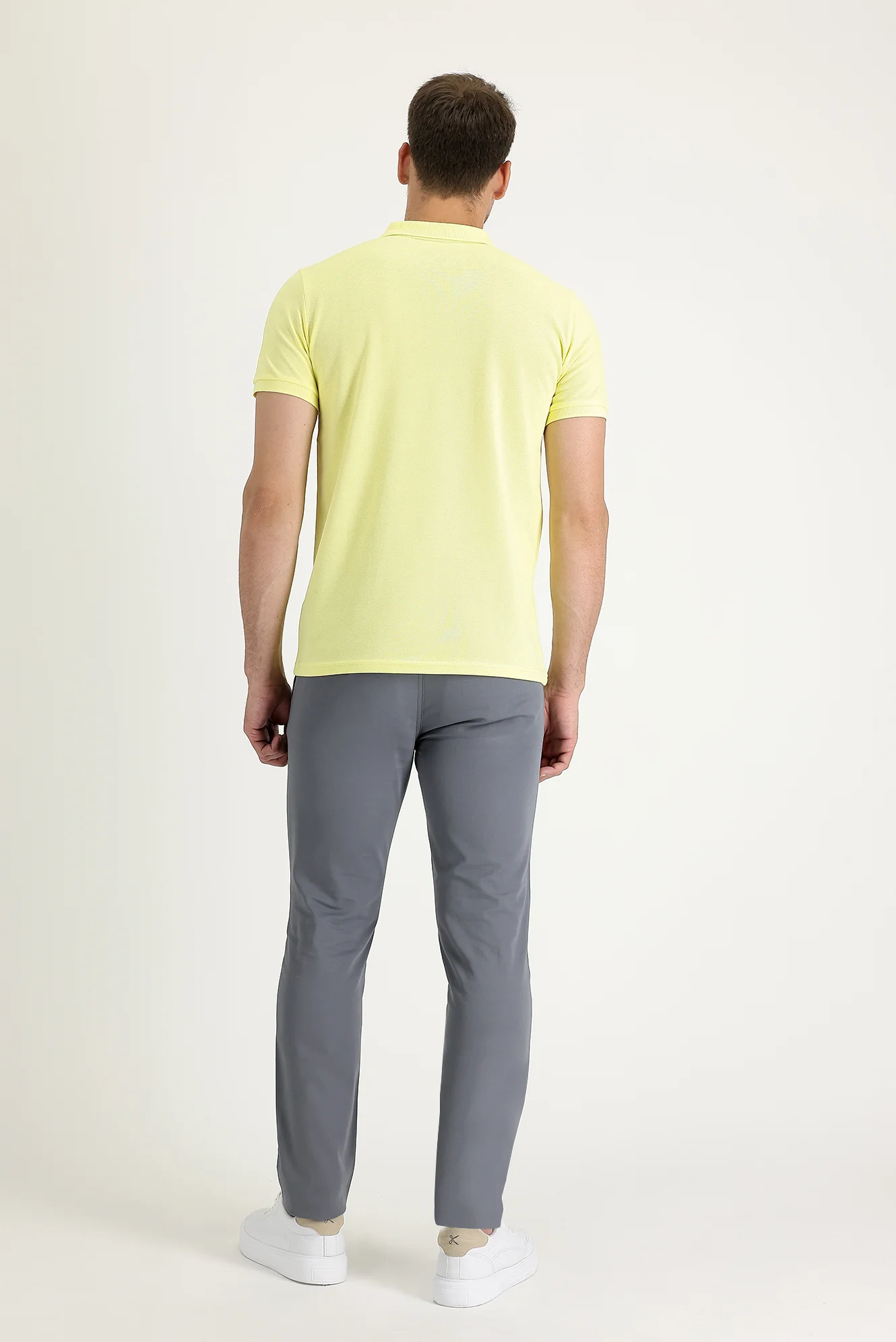 Orta Gri Regular Fit Standart Kesim Desenli Likralı Kanvas / Chino Pantolon - Image 3