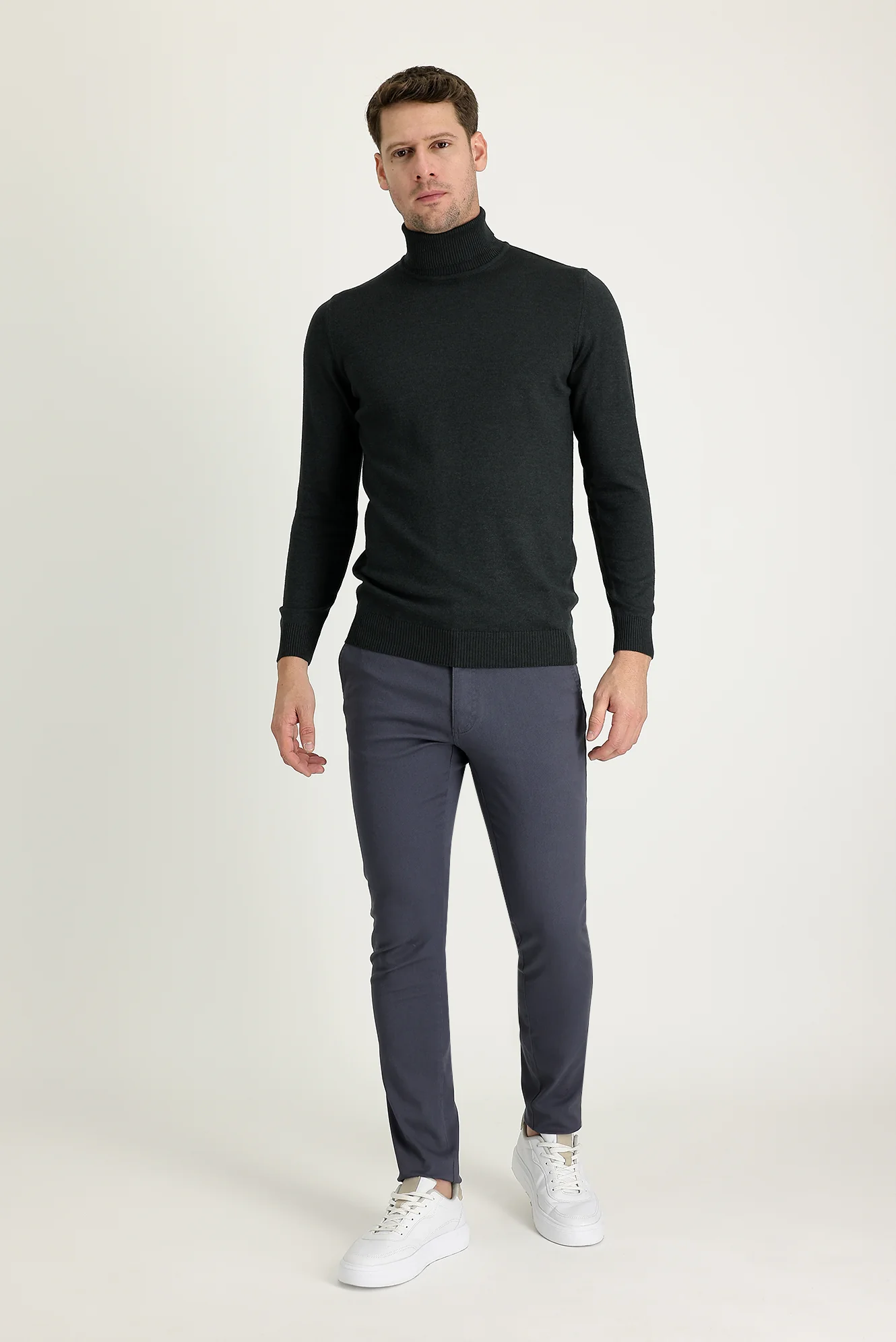 Orta Gri Regular Fit Standart Kesim Regularfıt Desenli Spor Pantolon