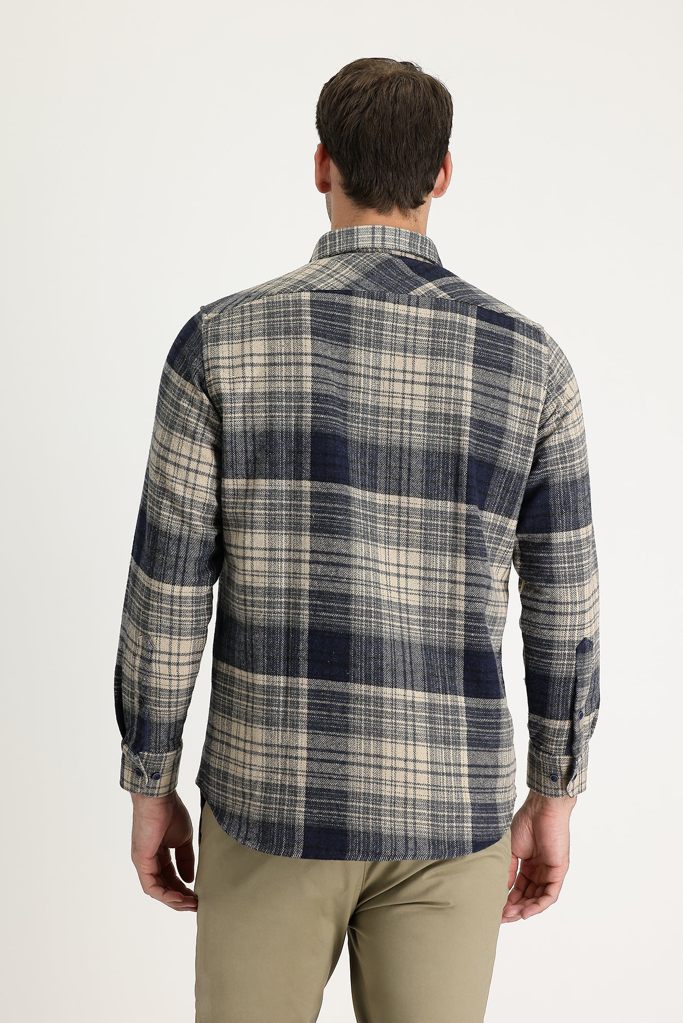 Orta Gri Regular Fit Ekose Shacket Oduncu Gömlek - Image 3