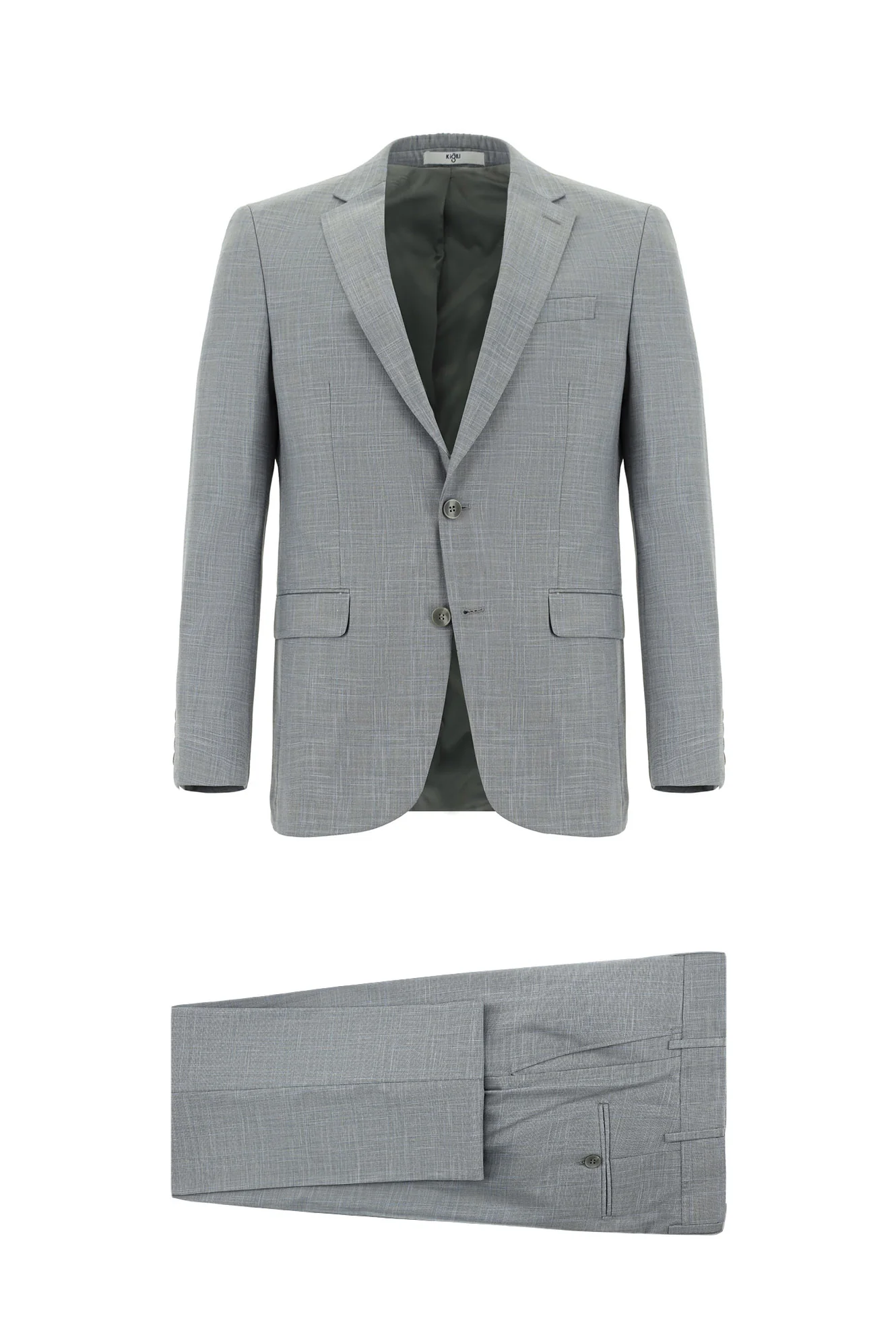 Orta Gri 6 Drop Regular Fit Standart Kesim Desenli Takım Elbise