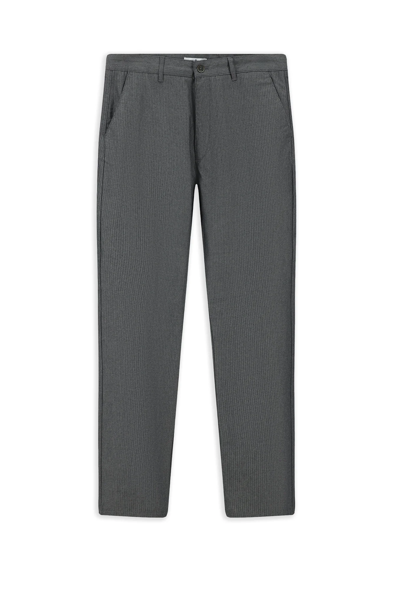 Orta Gri Regular Fit Standart Kesim Likralı Çizgili Kanvas / Chino Pantolon