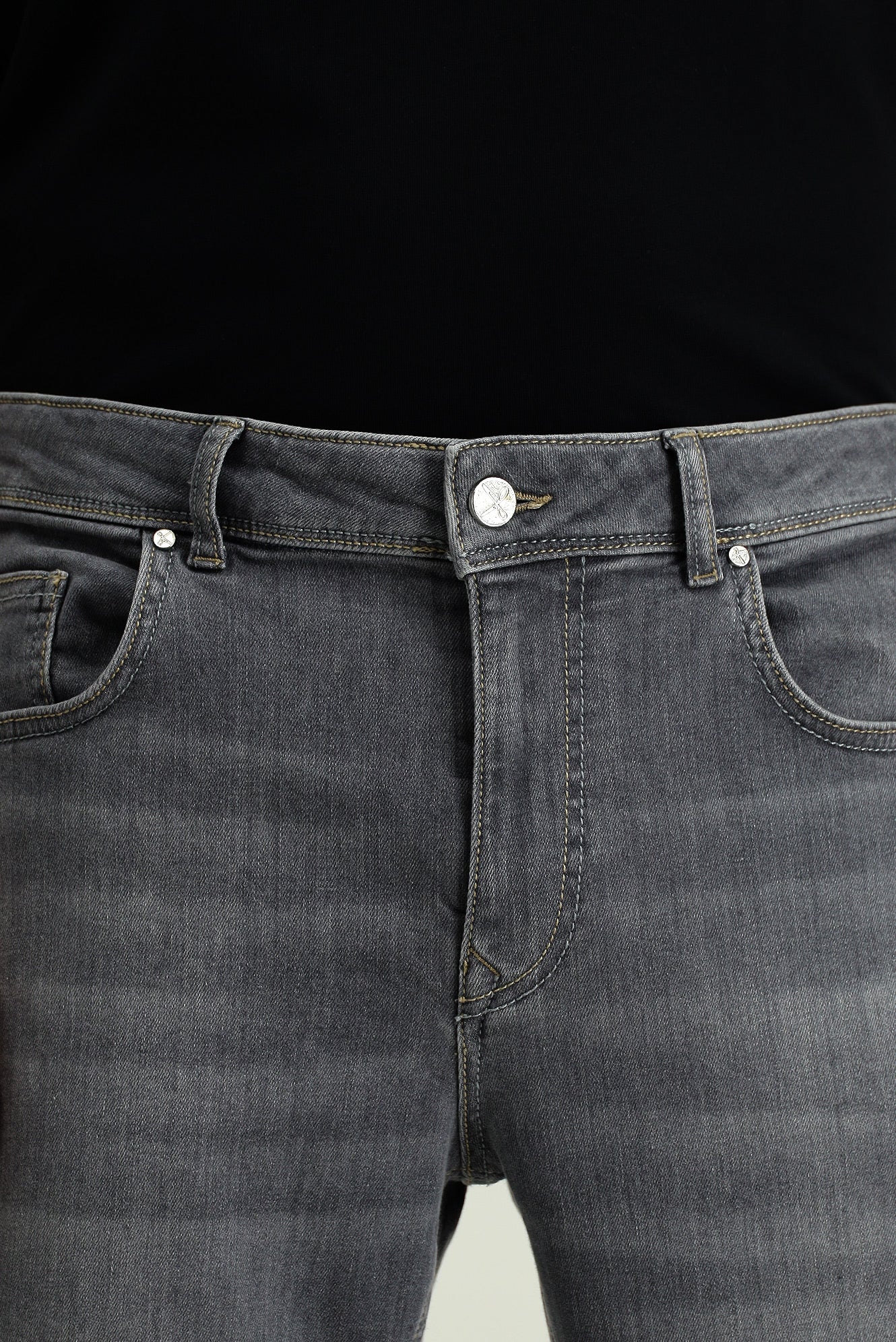 Orta Gri Regular Fit Standart Kesim Likralı Denim Pantolon - Image 6