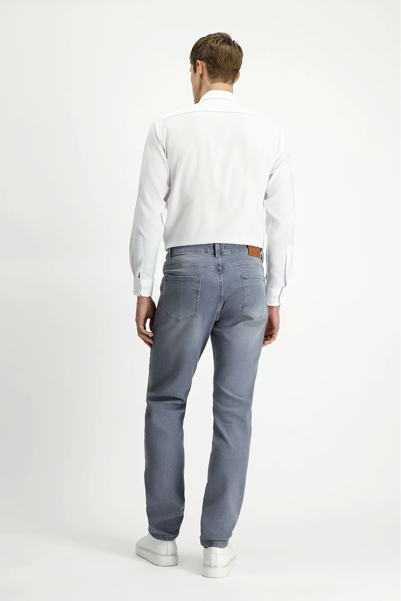 Orta Gri Regular Fit Standart Kesim Likralı Denim Pantolon - Image 4