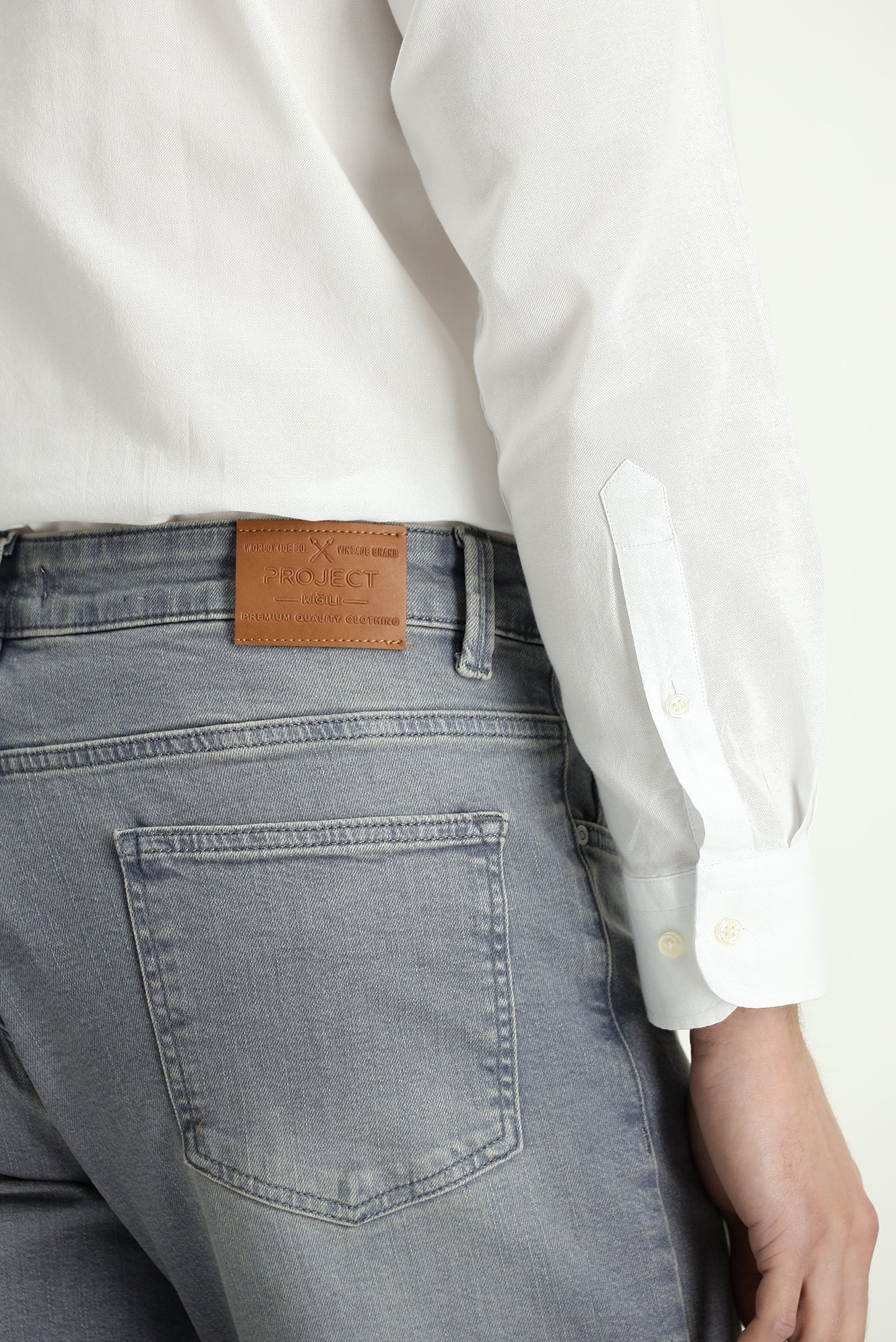 Orta Gri Regular Fit Standart Kesim Likralı Denim Pantolon - Image 6