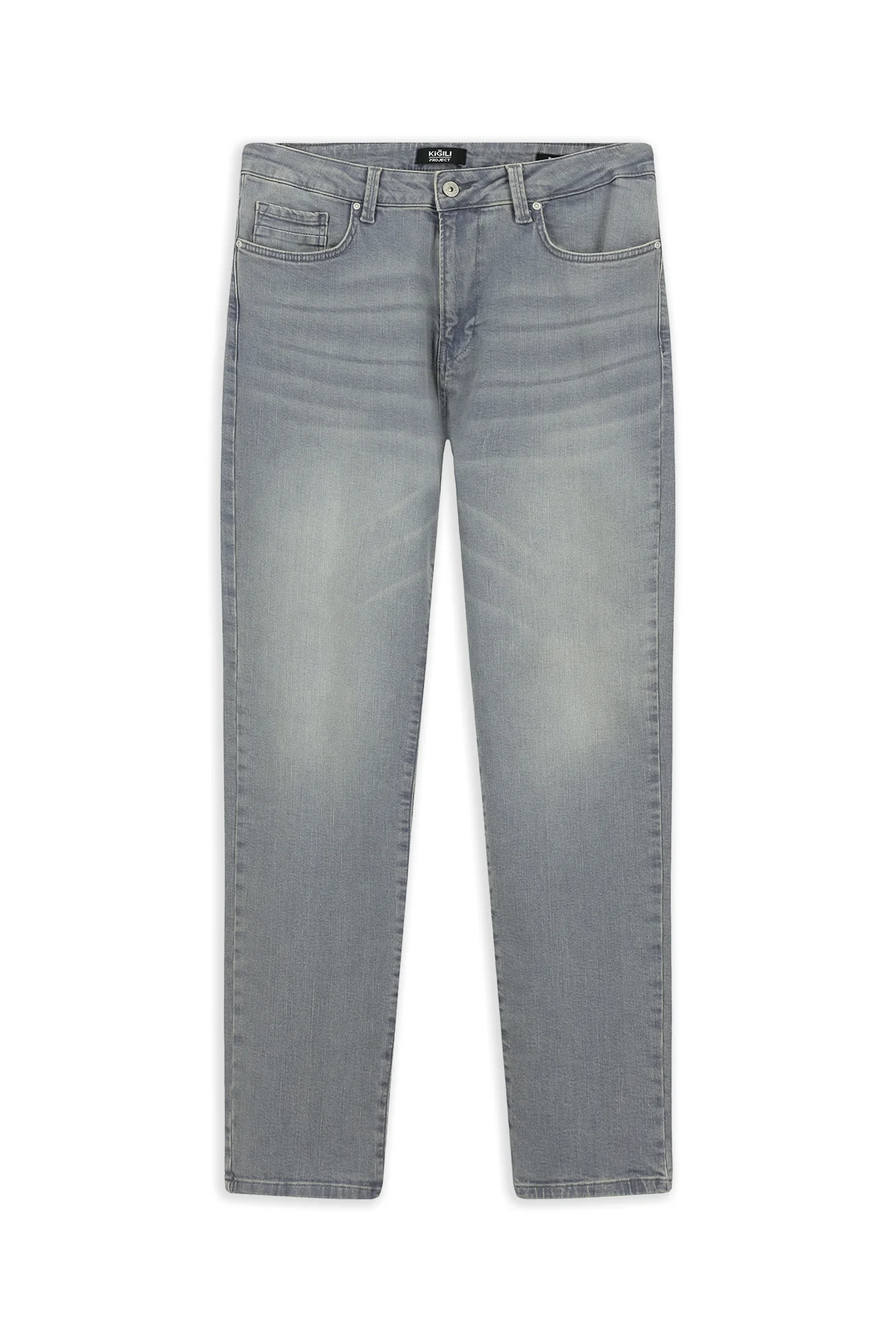 Orta Gri Regular Fit Standart Kesim Likralı Denim Pantolon - Image 7