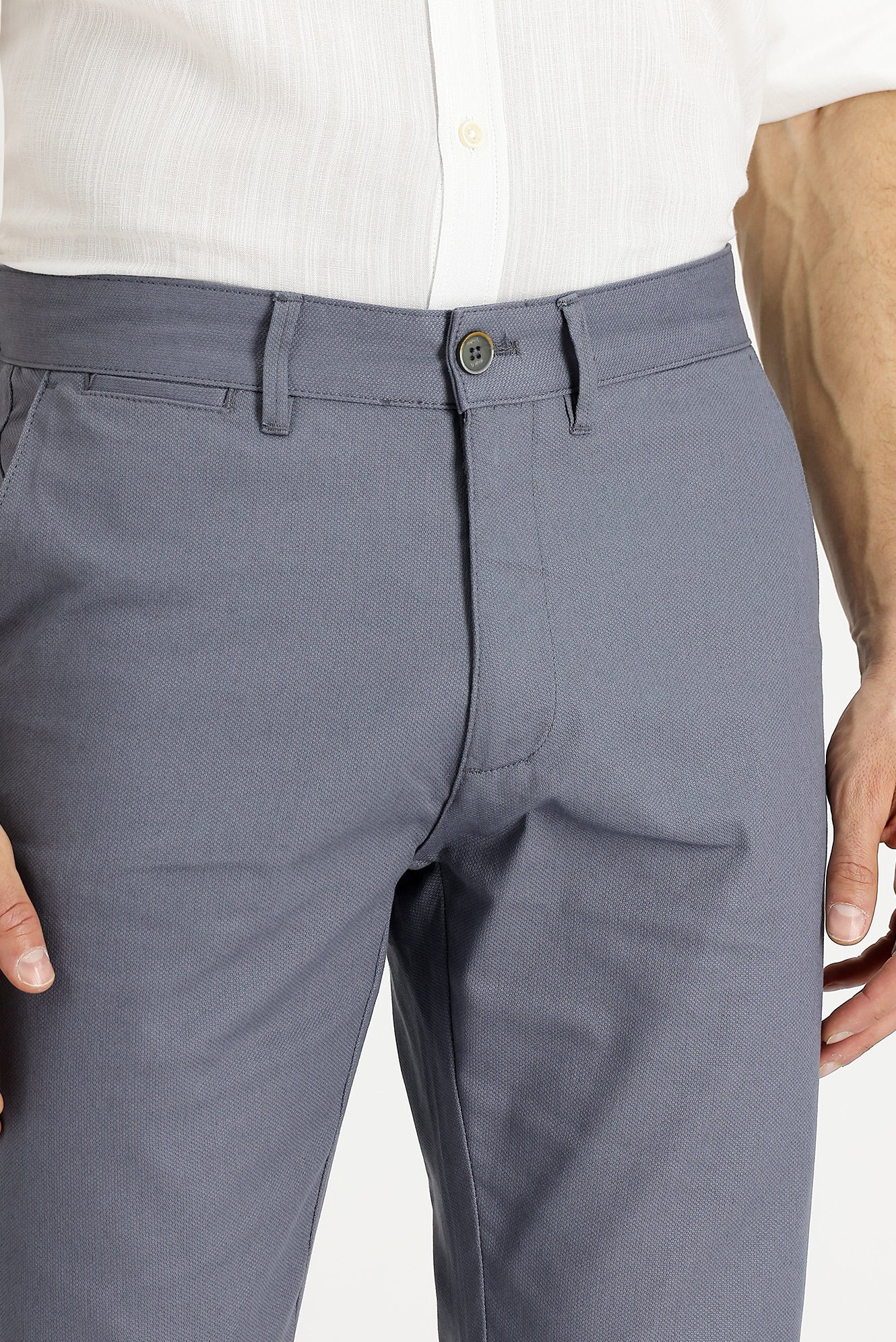 Orta Gri Regular Fit Standart Kesim Likralı Kanvas / Chino Pantolon - Image 2