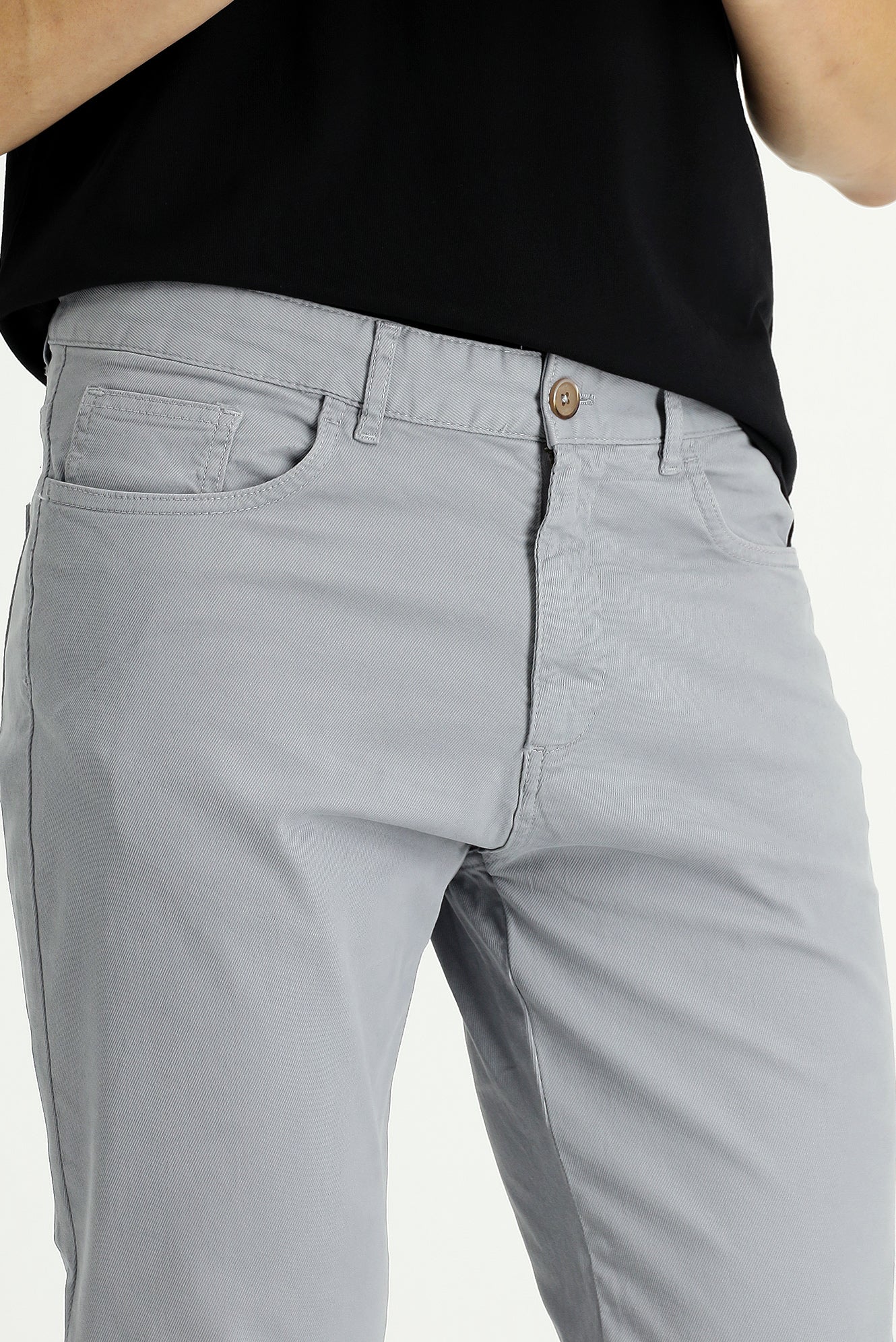 Orta Gri Regular Fit Standart Kesim Likralı Kanvas / Chino Pantolon - Image 3