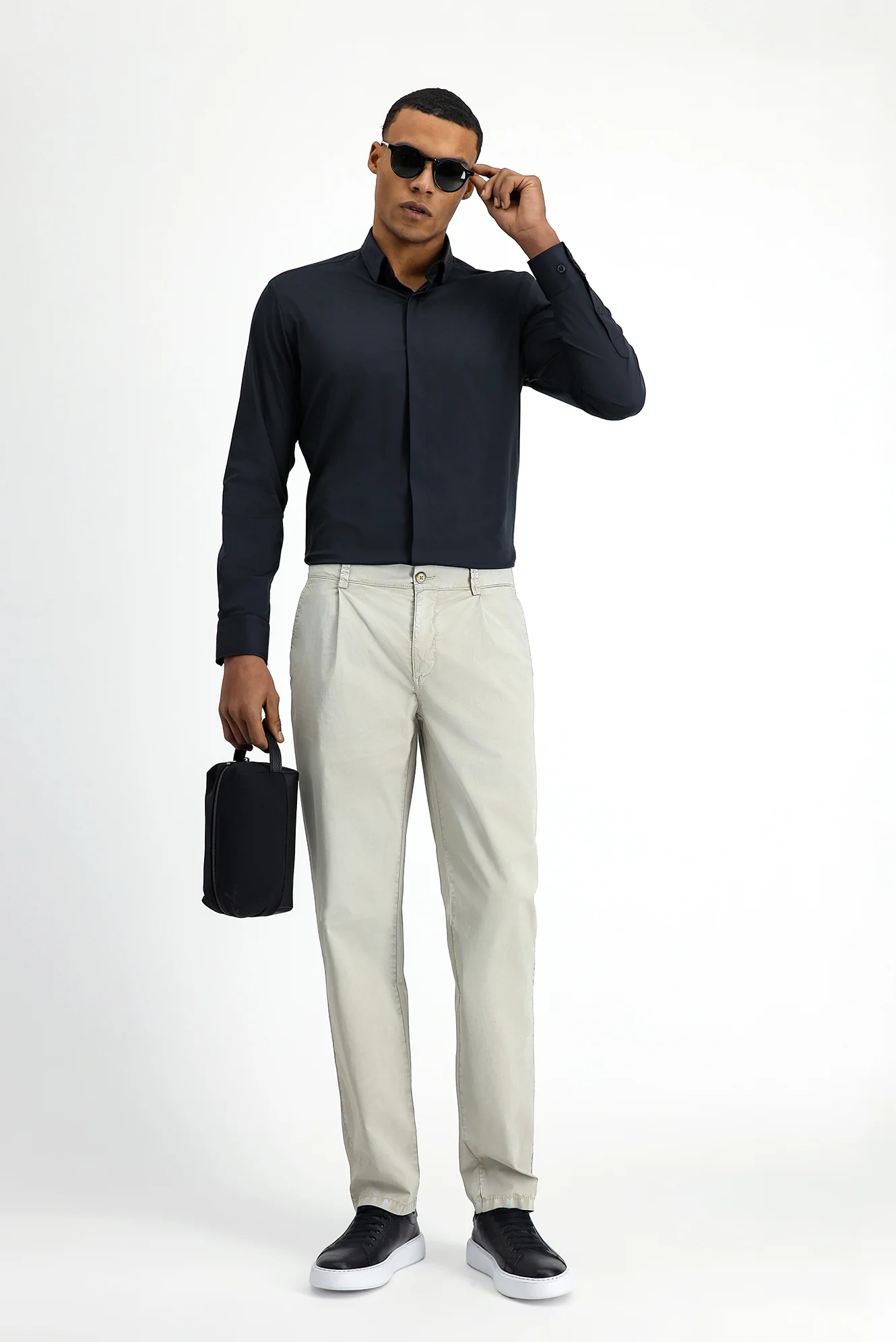 Orta Gri Regular Fit Standart Kesim Likralı Kanvas / Chino Pantolon - Image 2