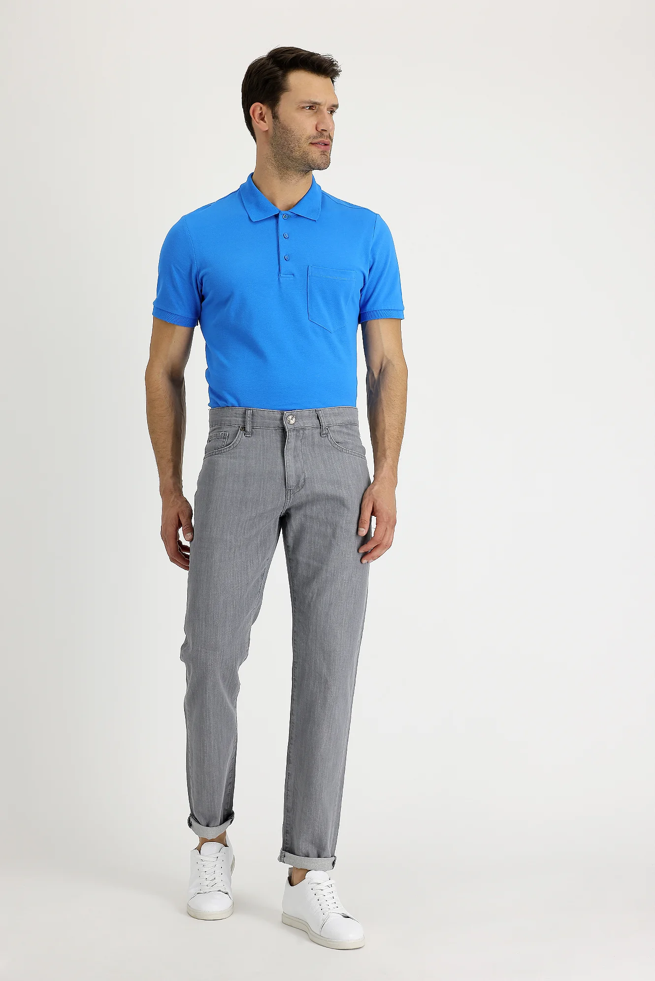 Orta Gri Regular Fit Standart Kesim Pamuk Denim Pantolon - Image 2